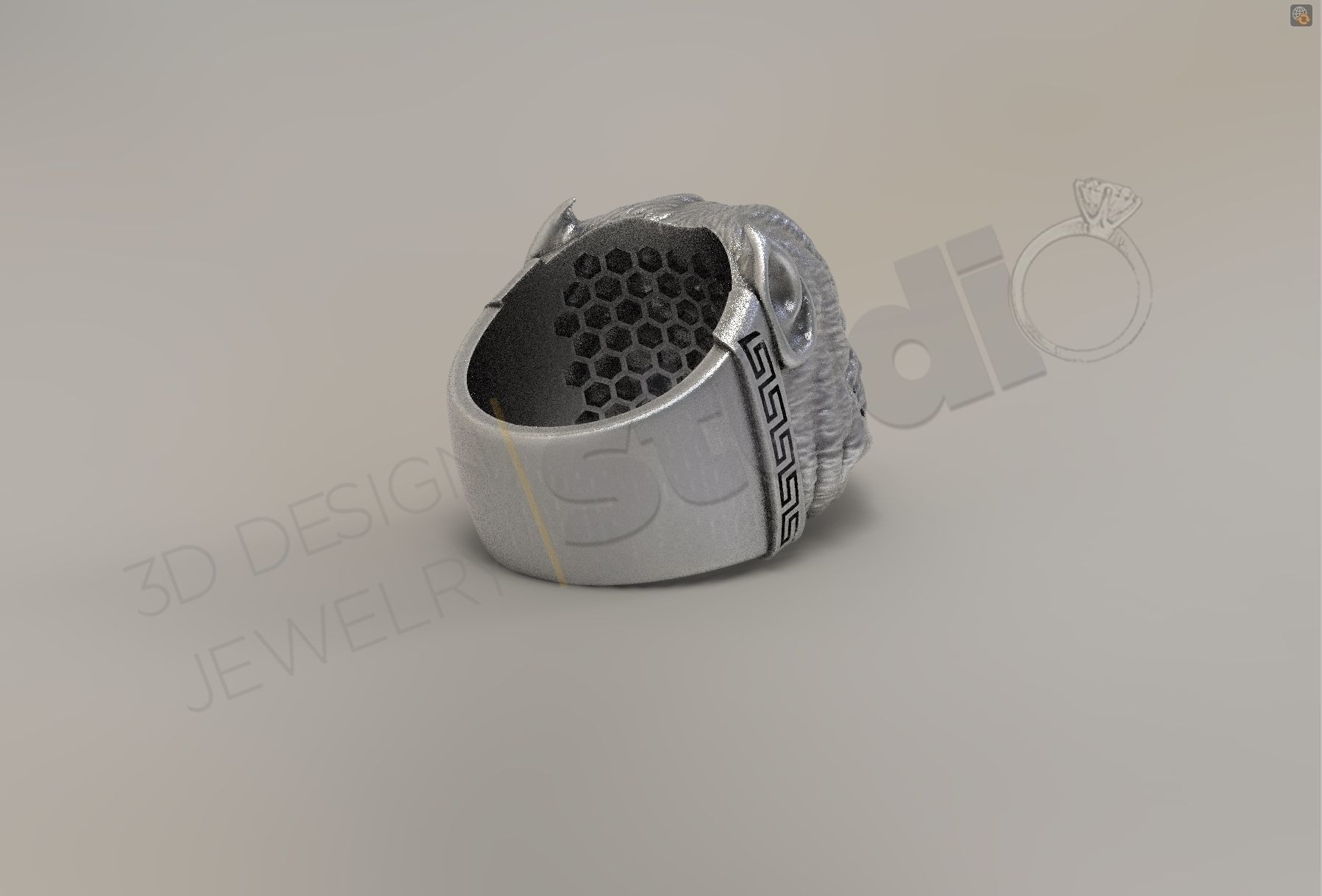 Pitbull dog face detailed ring 3D print model_4