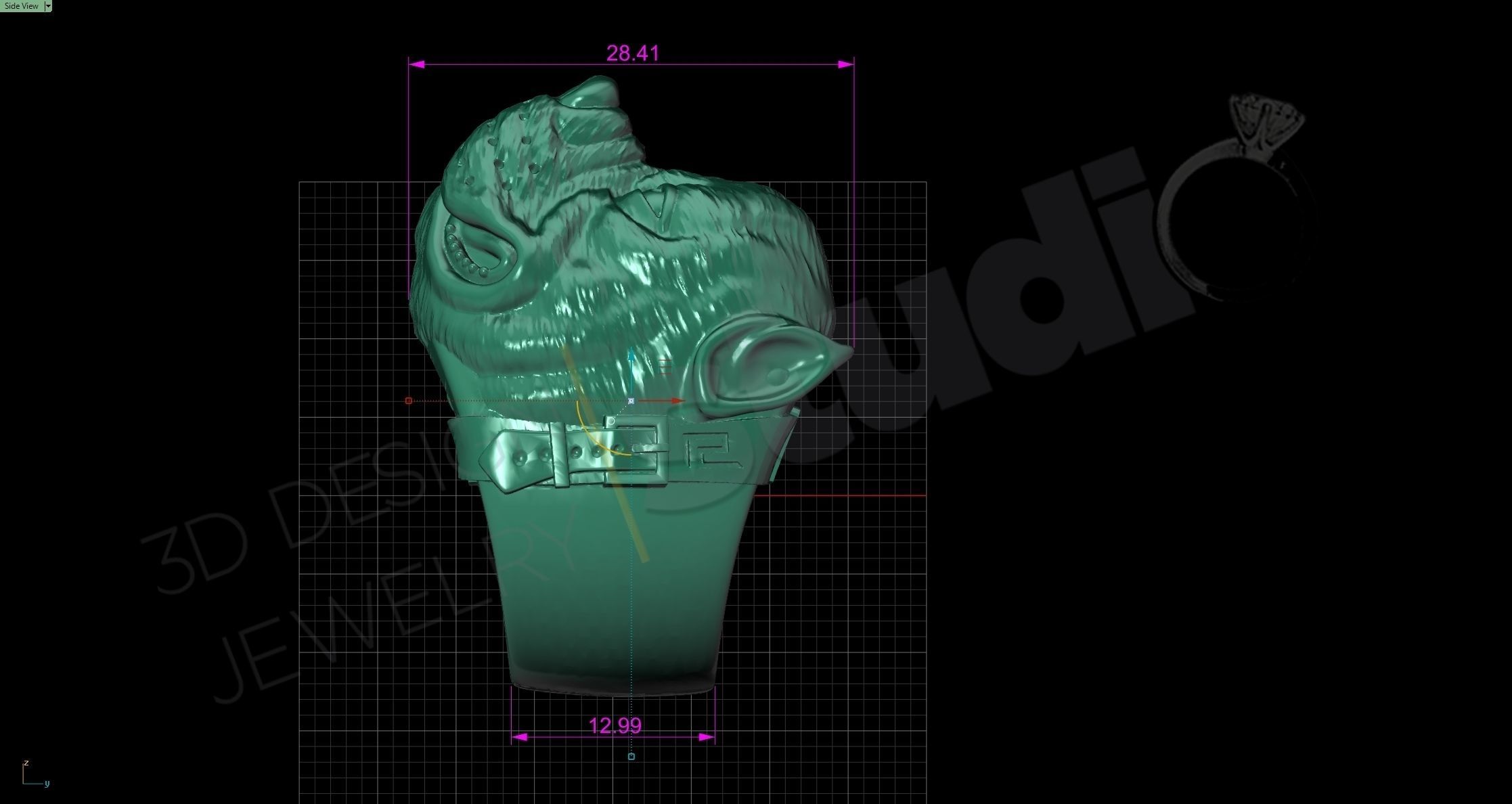Pitbull dog face detailed ring 3D print model_6