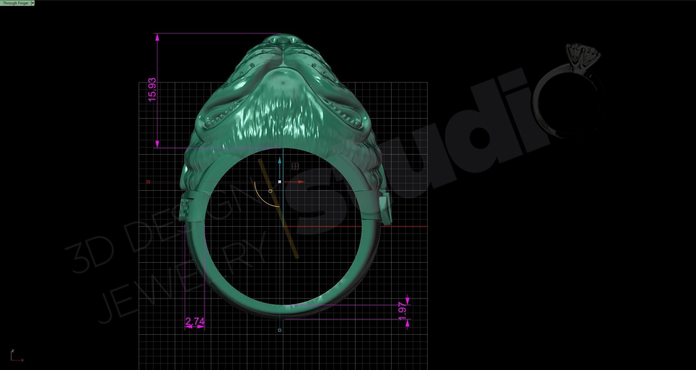 Pitbull dog face detailed ring 3D print model_5
