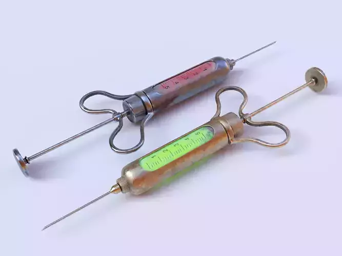 PBR Assets - Old Syringe Low-poly 3D model