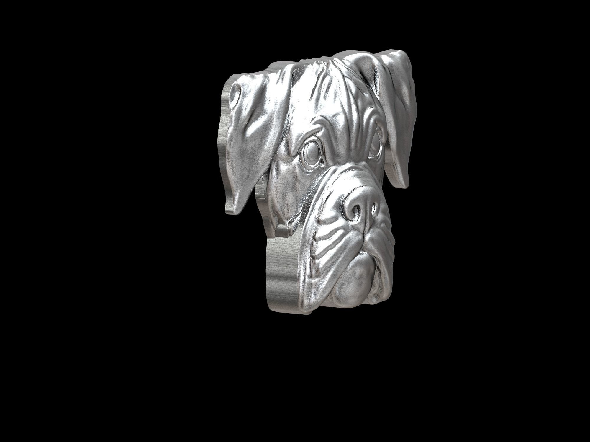 Boxer dog bas relief for medaillon or pendant 3D print model 3D print model_25