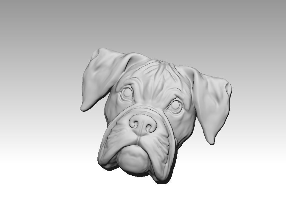 Boxer dog bas relief for medaillon or pendant 3D print model 3D print model_4