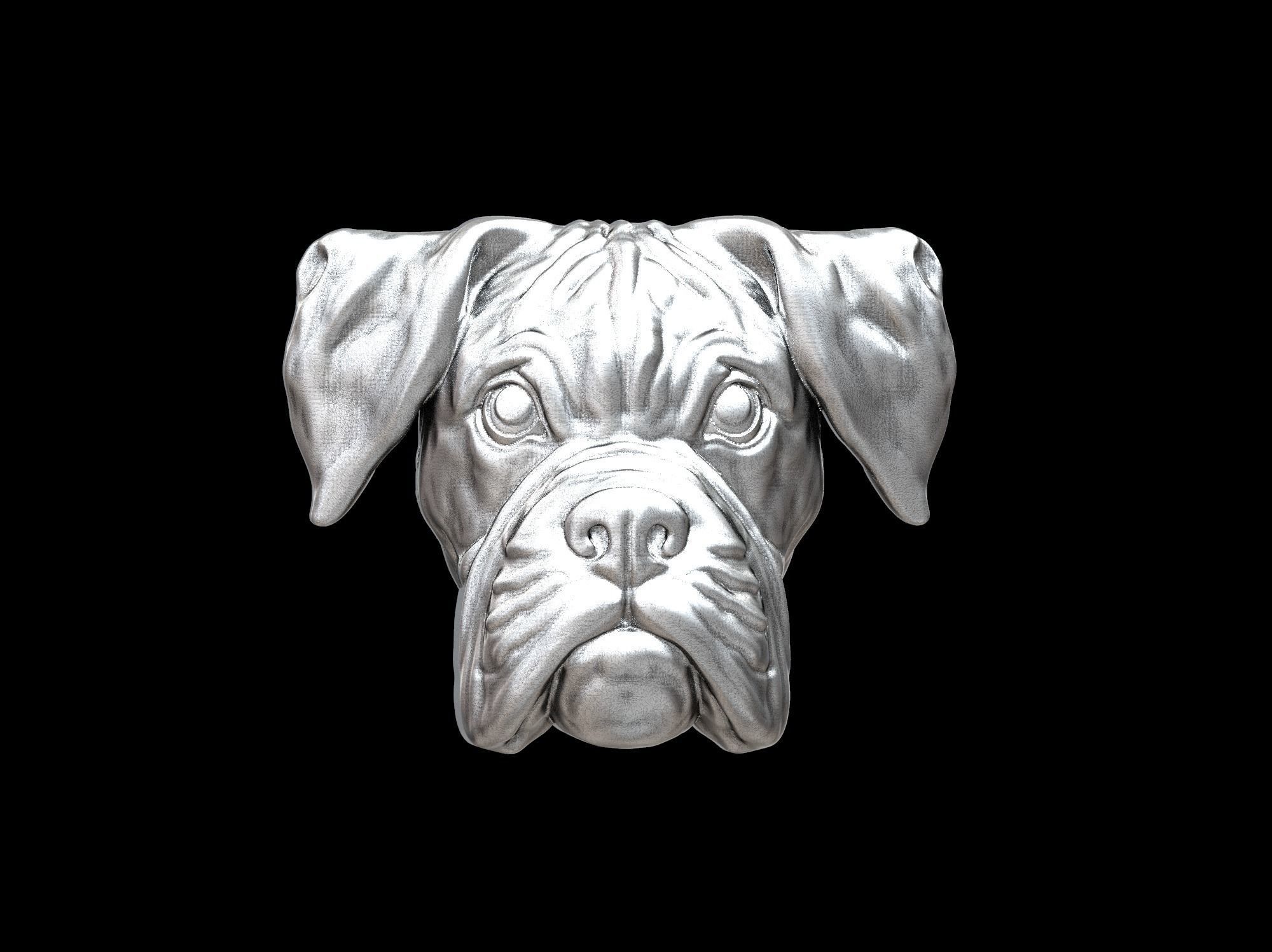 Boxer dog bas relief for medaillon or pendant 3D print model 3D print model_21