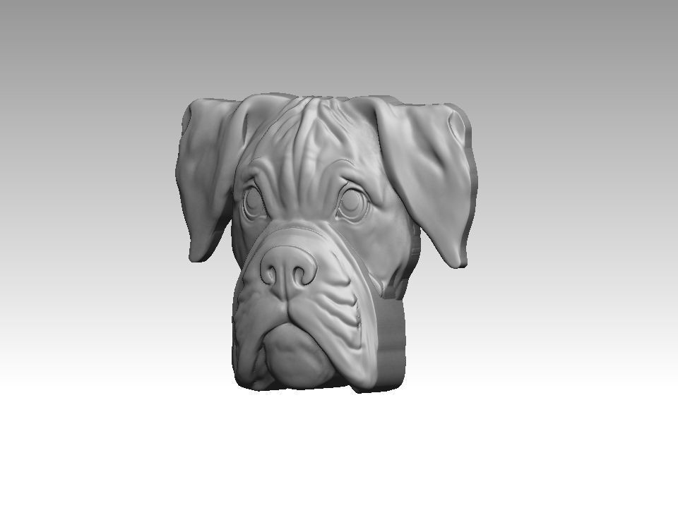 Boxer dog bas relief for medaillon or pendant 3D print model 3D print model_7