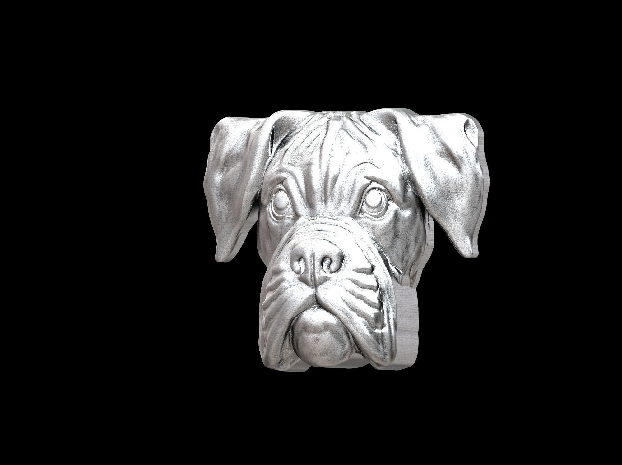 Boxer dog bas relief for medaillon or pendant 3D print model 3D print model_22