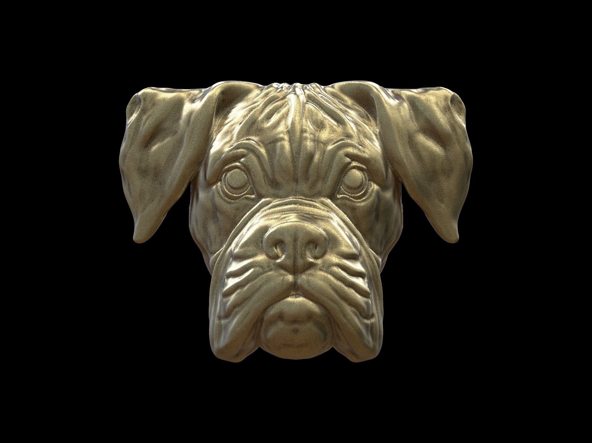 Boxer dog bas relief for medaillon or pendant 3D print model 3D print model_14