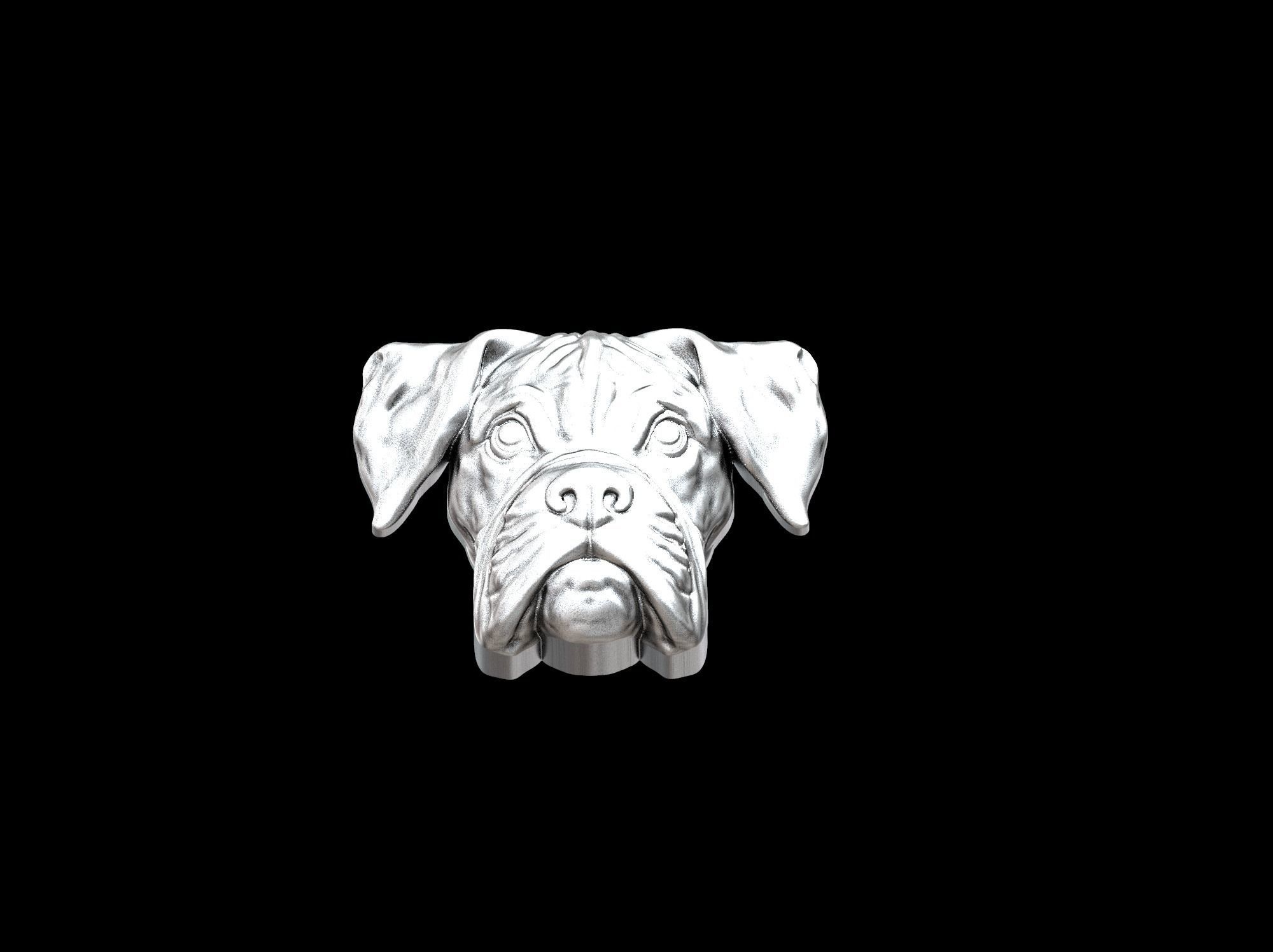 Boxer dog bas relief for medaillon or pendant 3D print model 3D print model_31