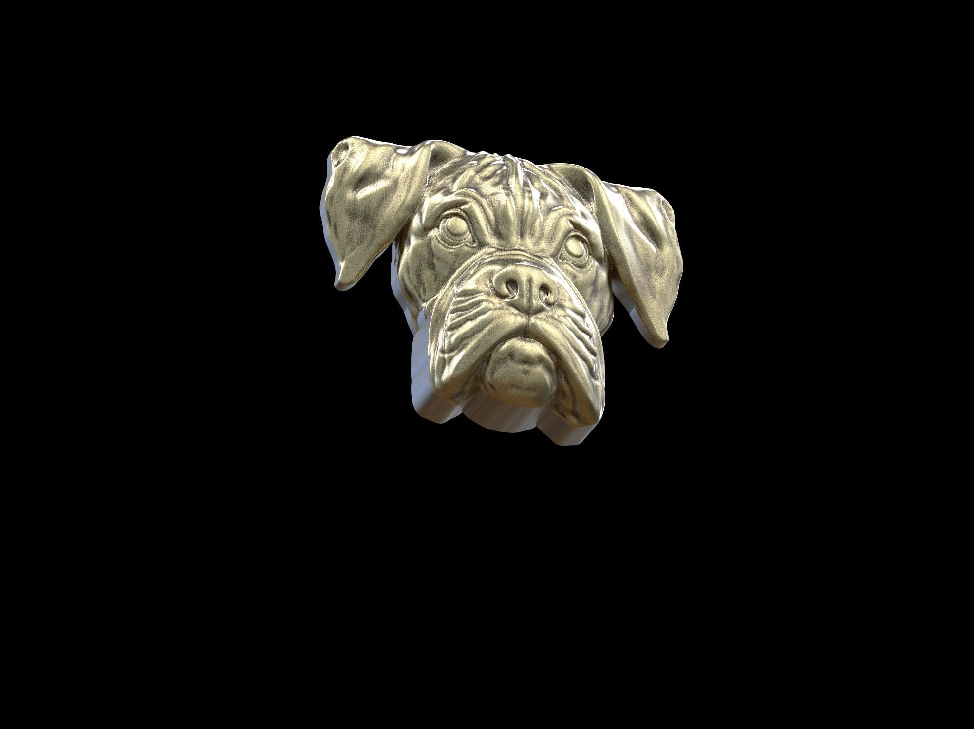 Boxer dog bas relief for medaillon or pendant 3D print model 3D print model_20