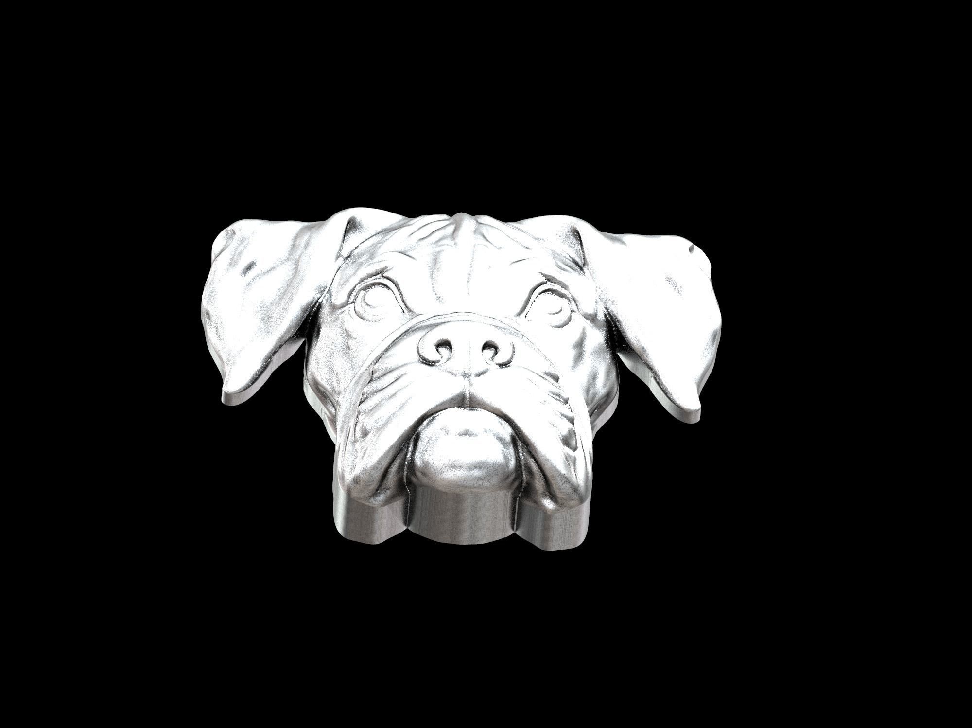 Boxer dog bas relief for medaillon or pendant 3D print model 3D print model_23