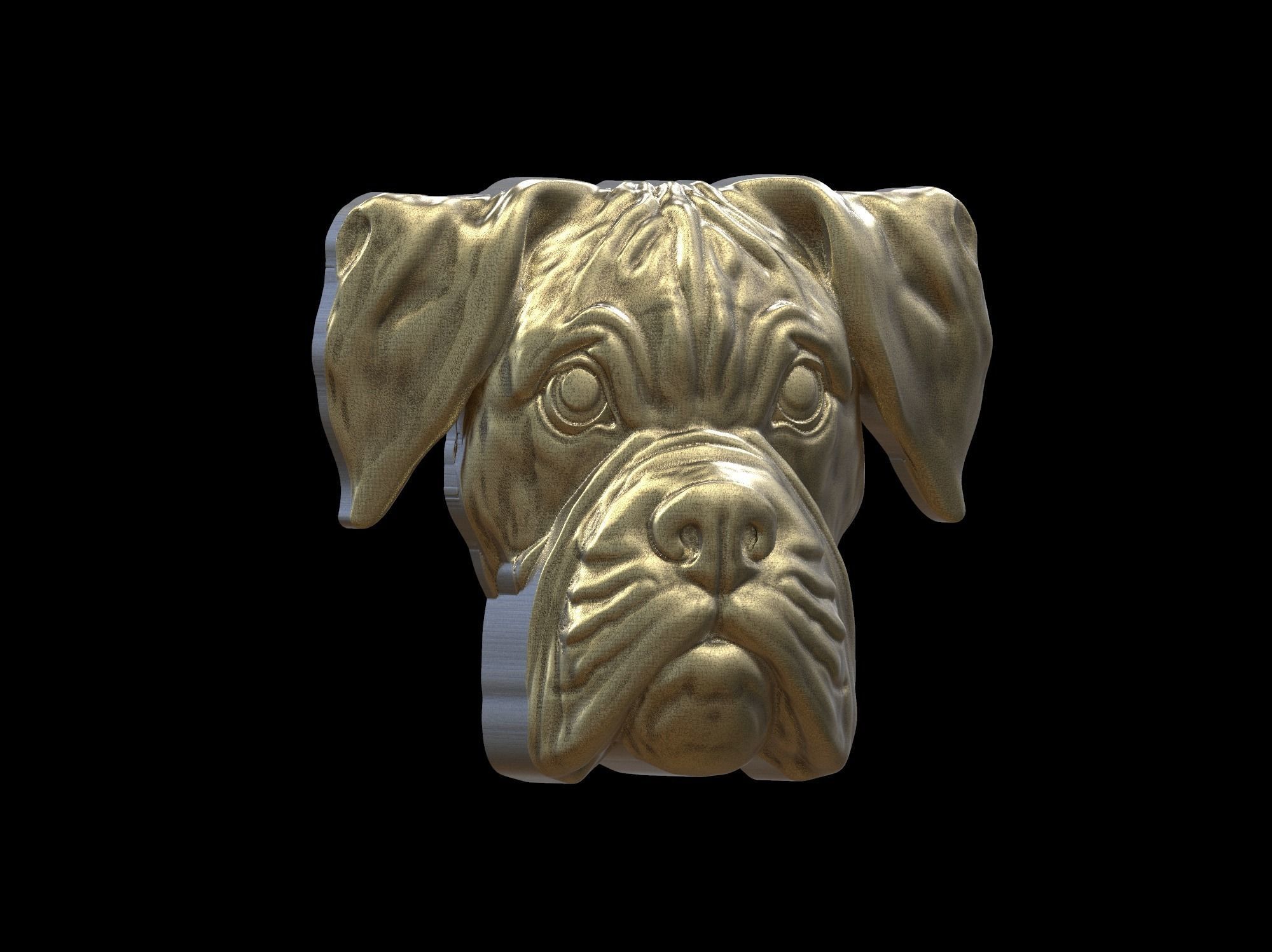 Boxer dog bas relief for medaillon or pendant 3D print model 3D print model_15