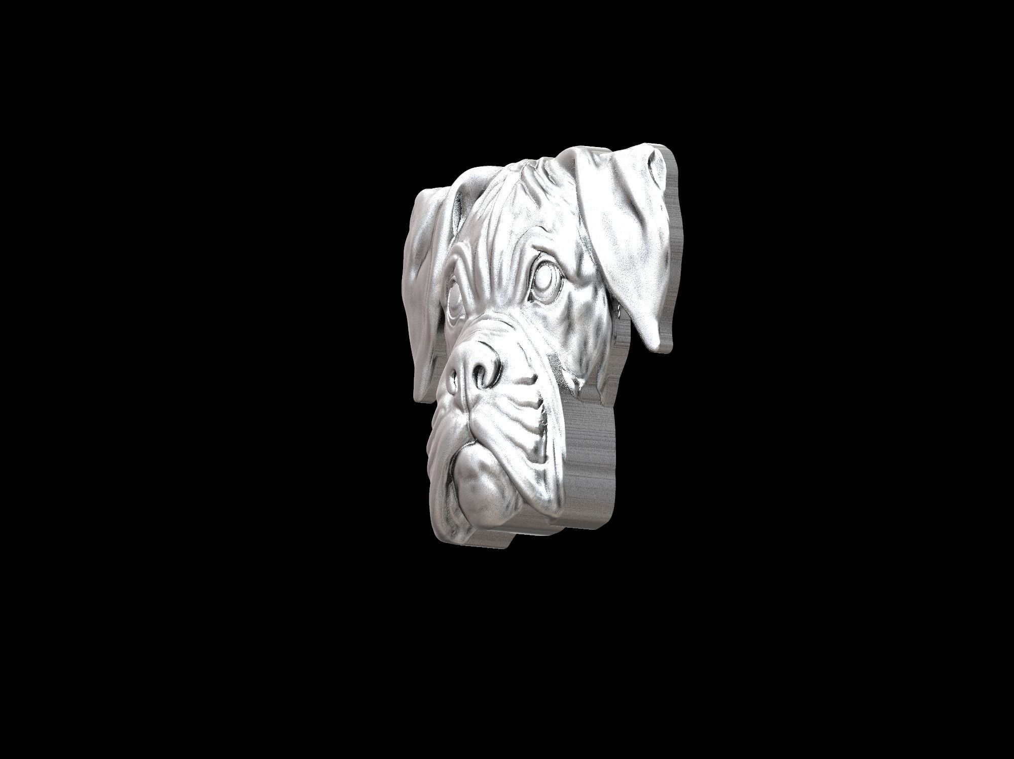 Boxer dog bas relief for medaillon or pendant 3D print model 3D print model_28
