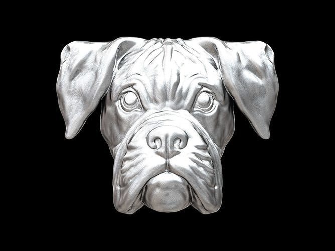 Boxer dog bas relief for medaillon or pendant 3D print model 3D print model
