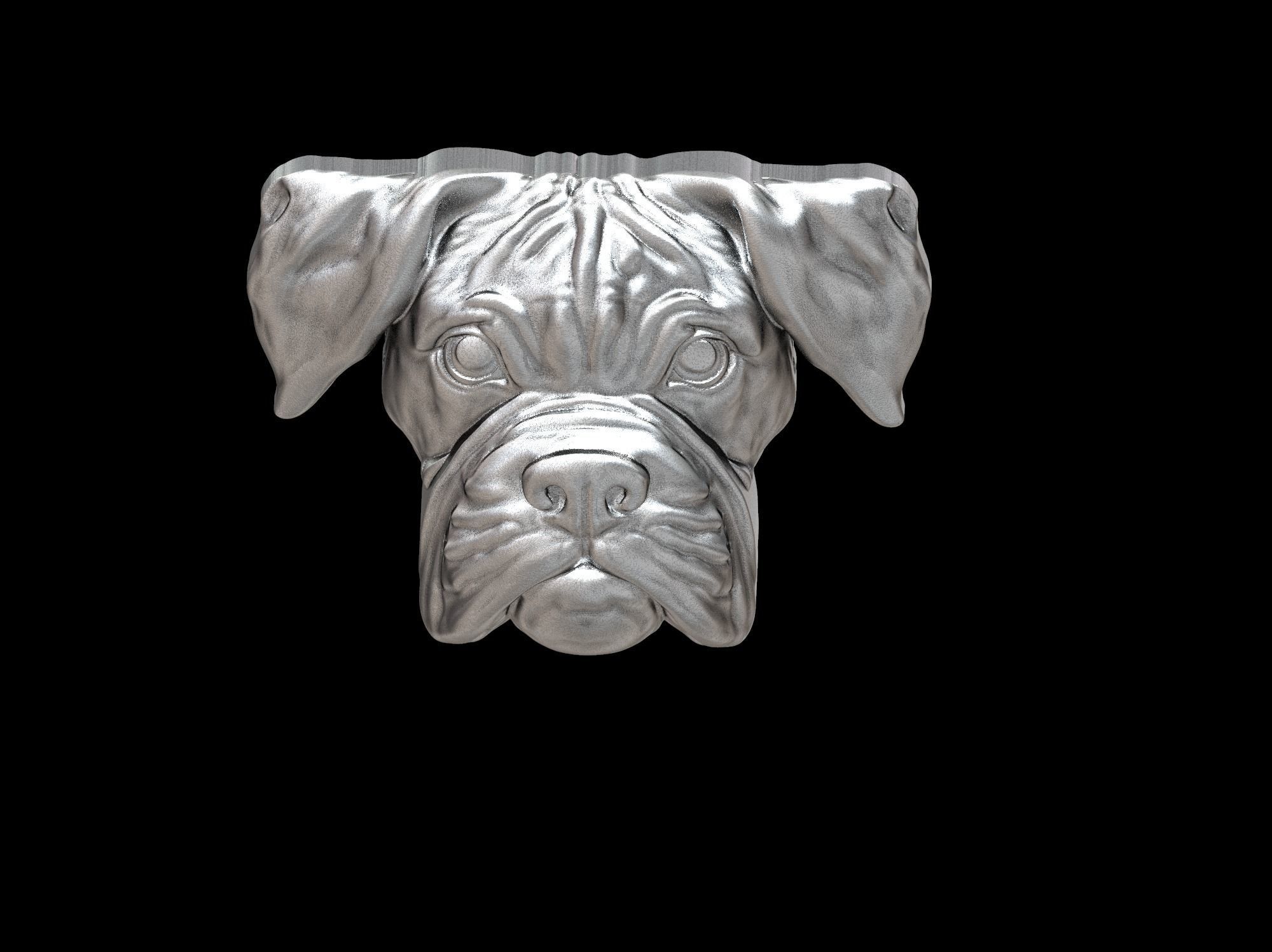 Boxer dog bas relief for medaillon or pendant 3D print model 3D print model_24