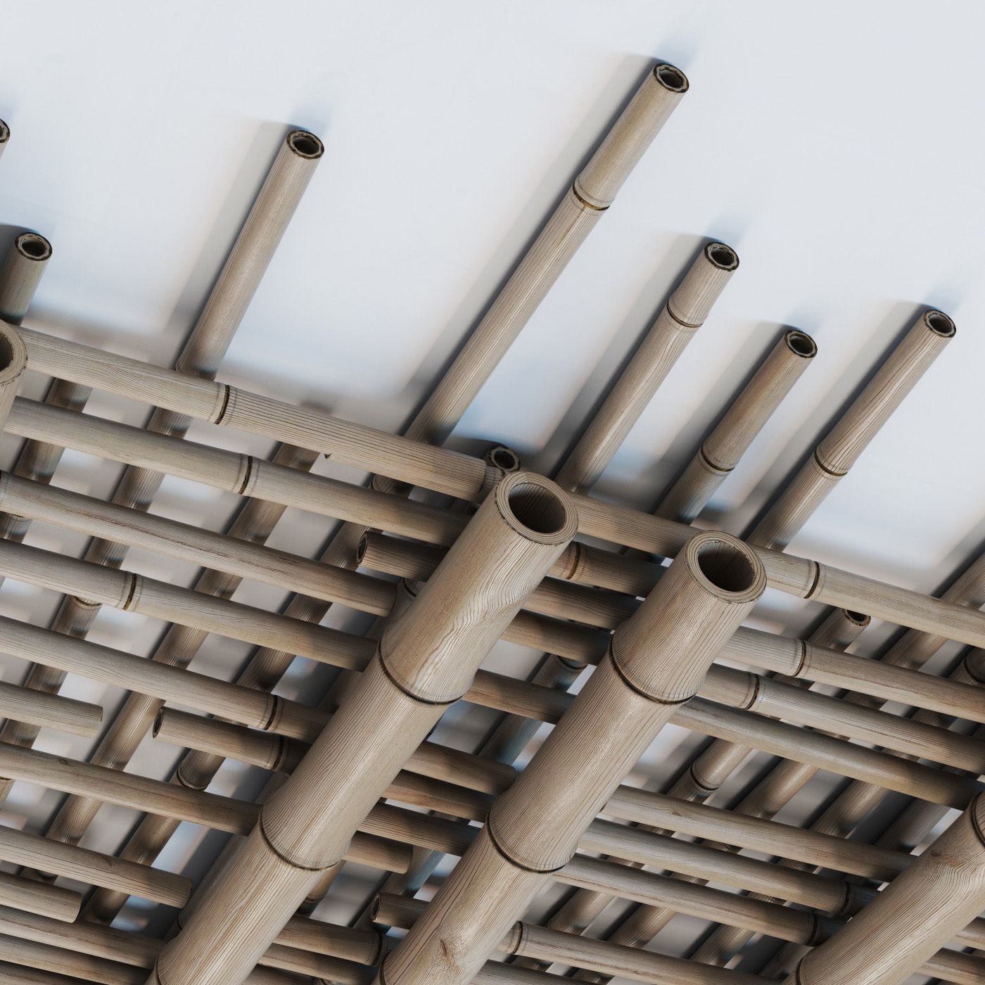 Bamboo ceiling long cage 3D model_9