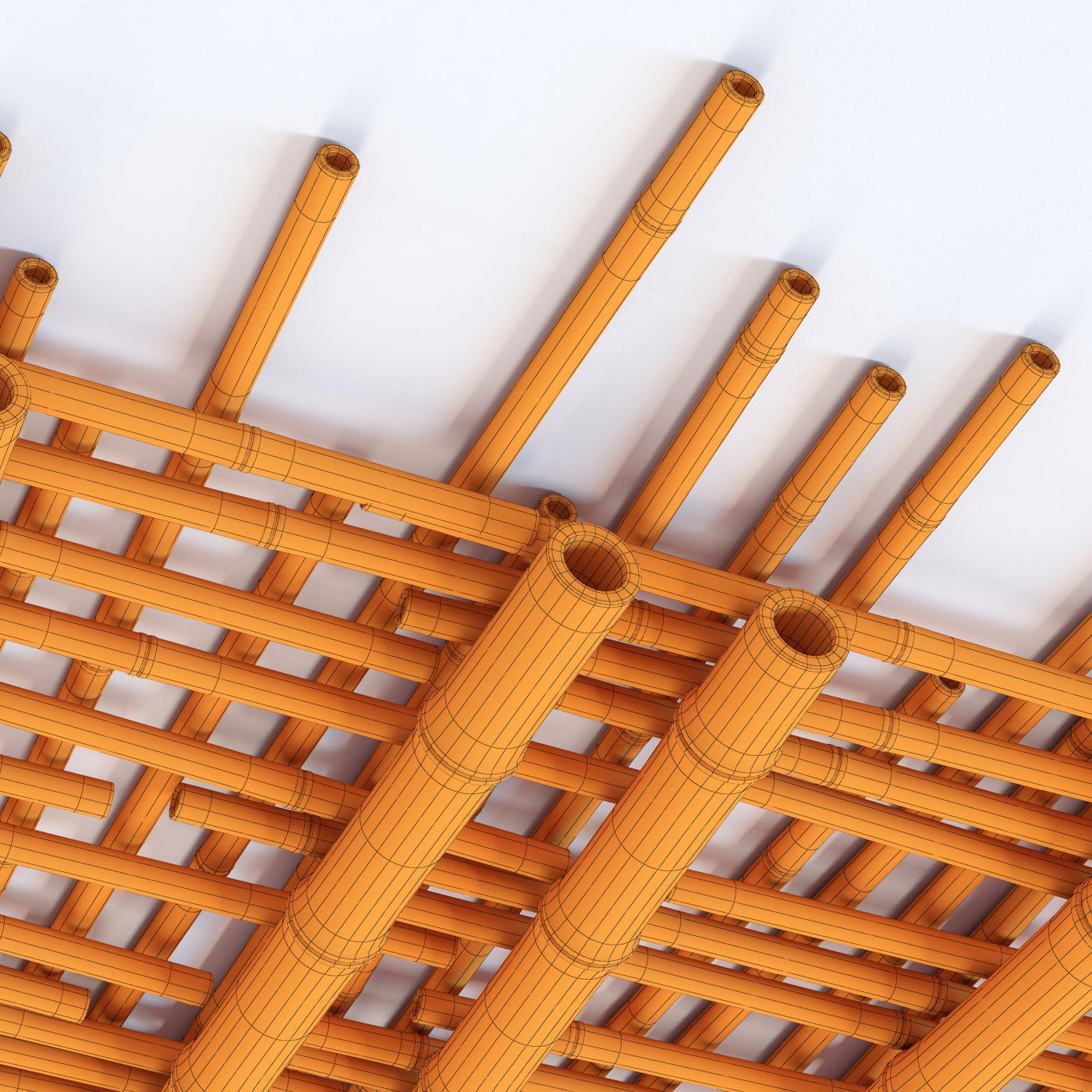 Bamboo ceiling long cage 3D model_18