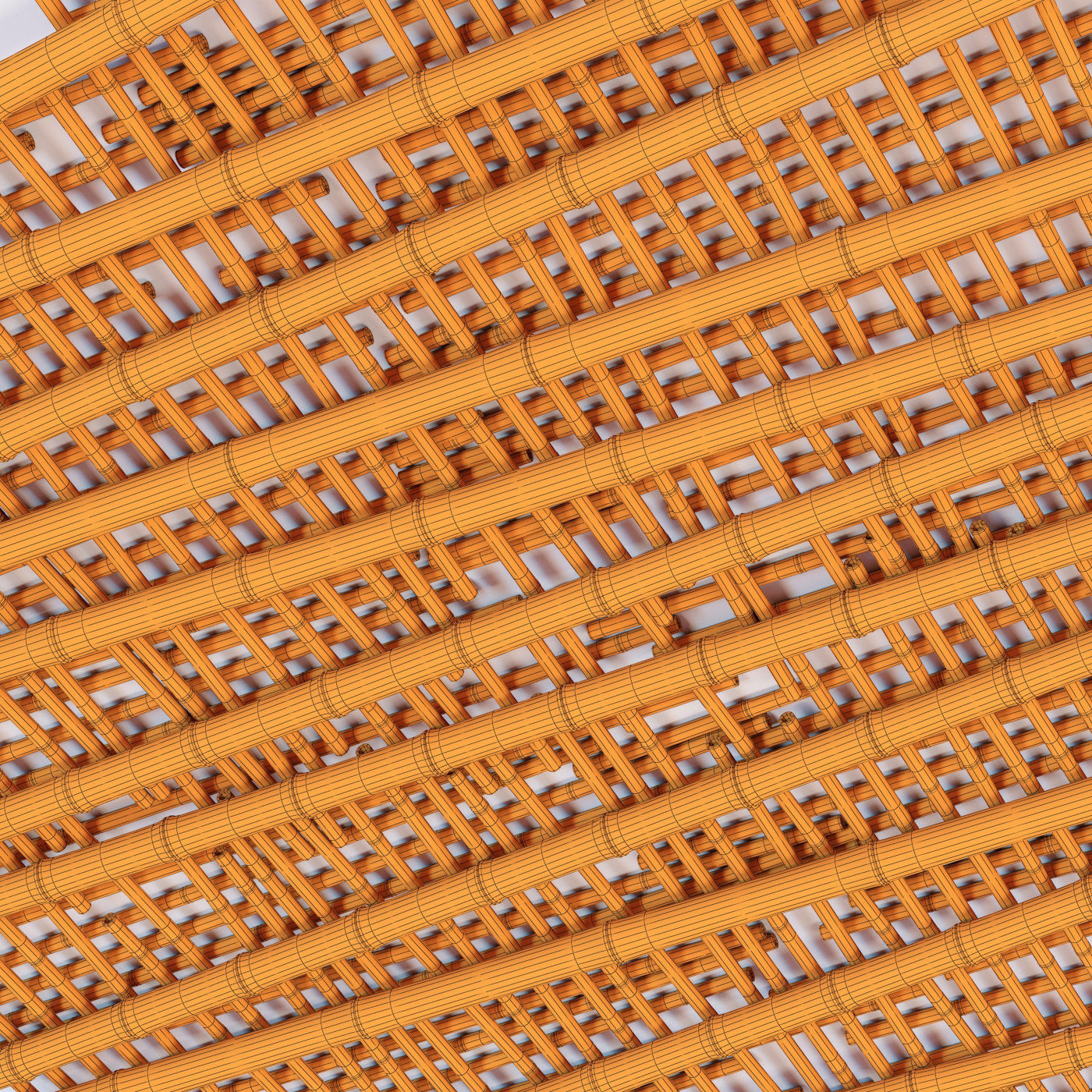 Bamboo ceiling long cage 3D model_15