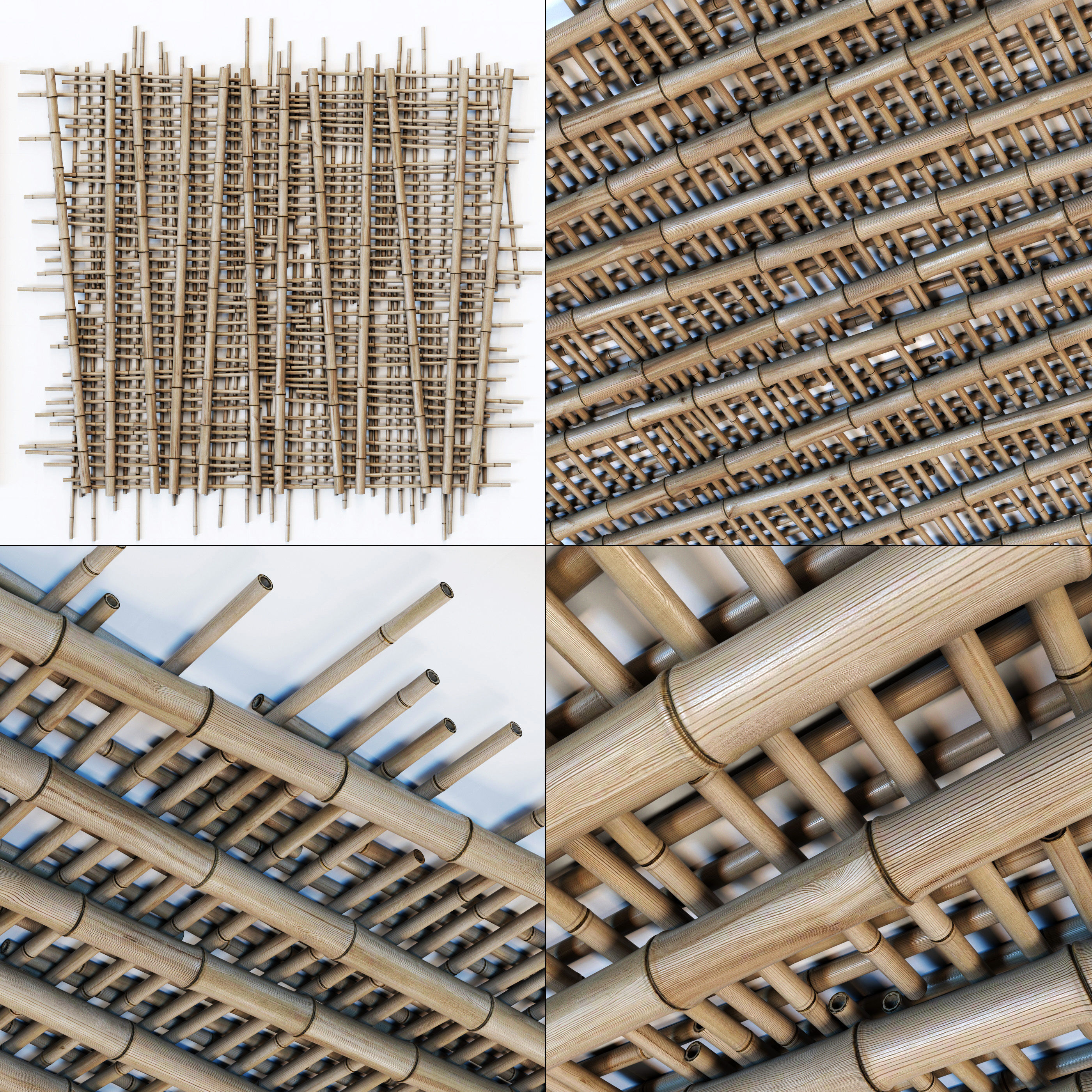 Bamboo ceiling long cage 3D model_1