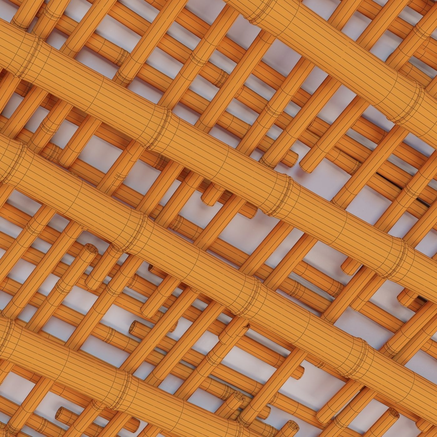 Bamboo ceiling long cage 3D model_16