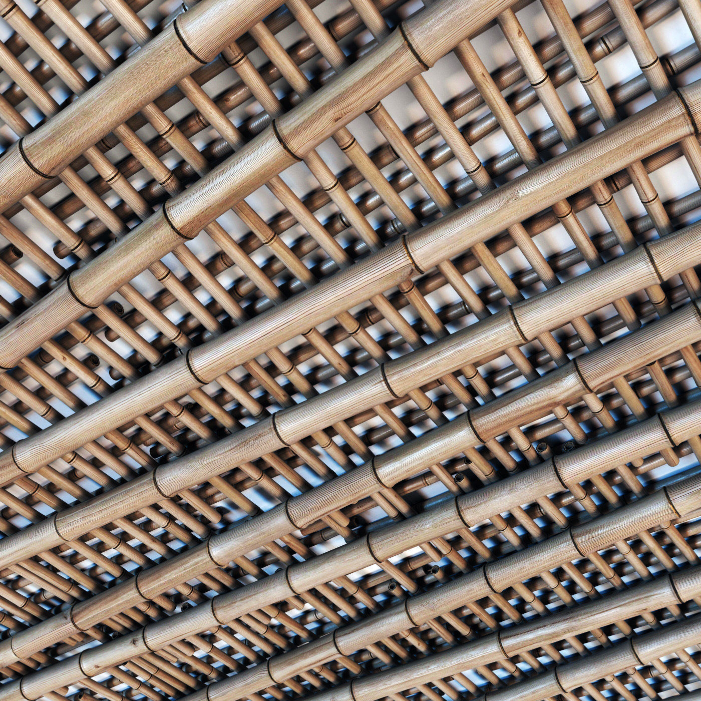 Bamboo ceiling long cage 3D model_11