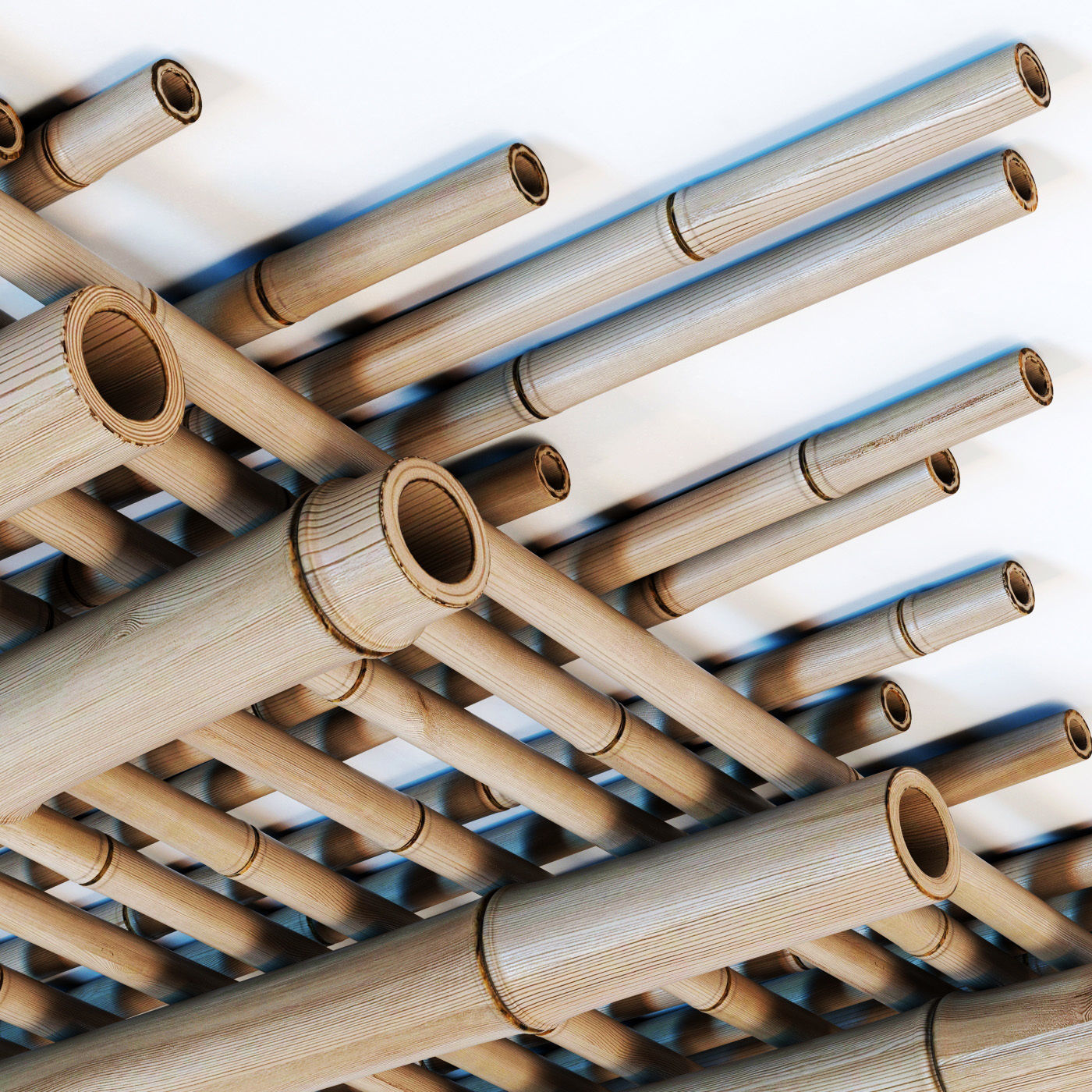 Bamboo ceiling long cage 3D model_5