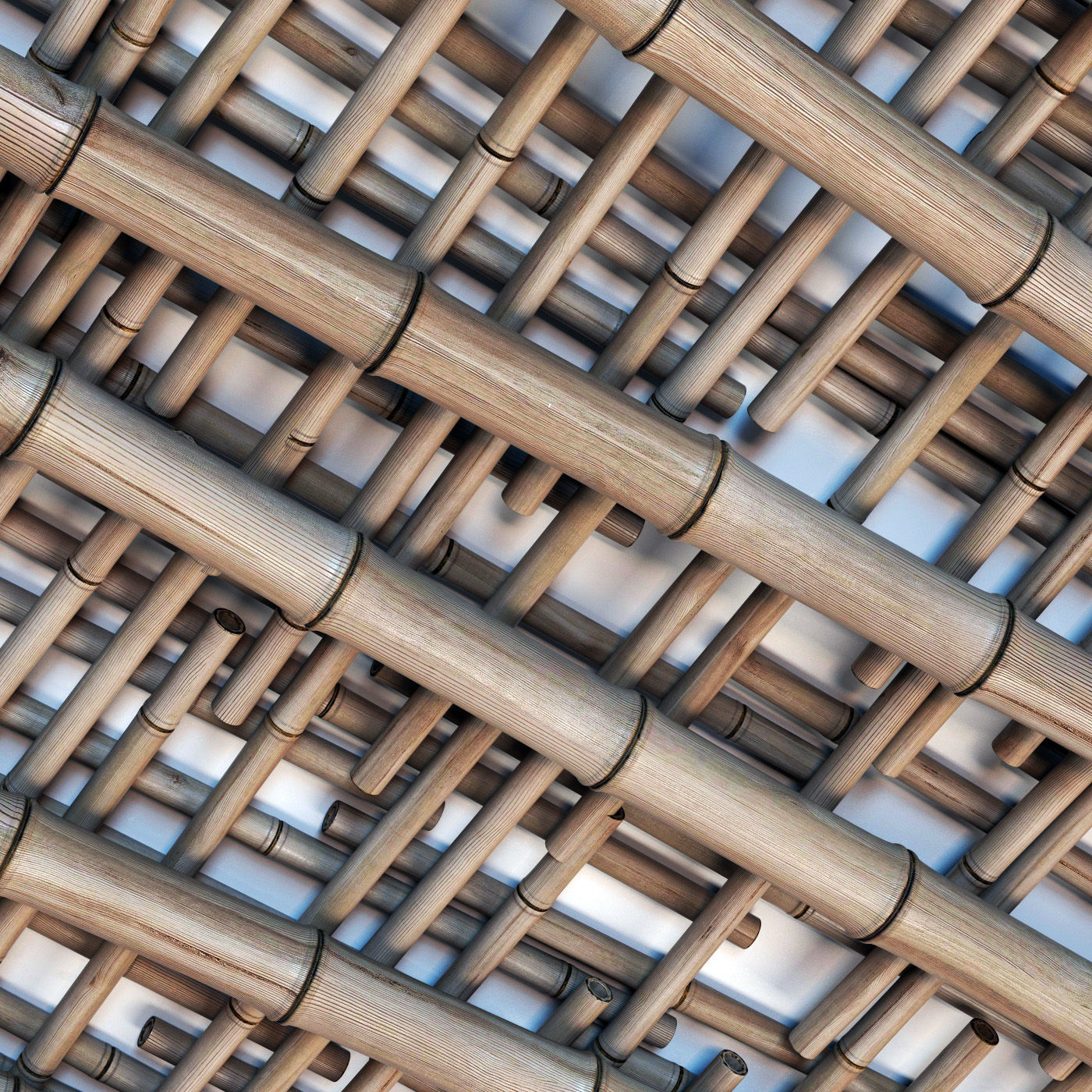 Bamboo ceiling long cage 3D model_7
