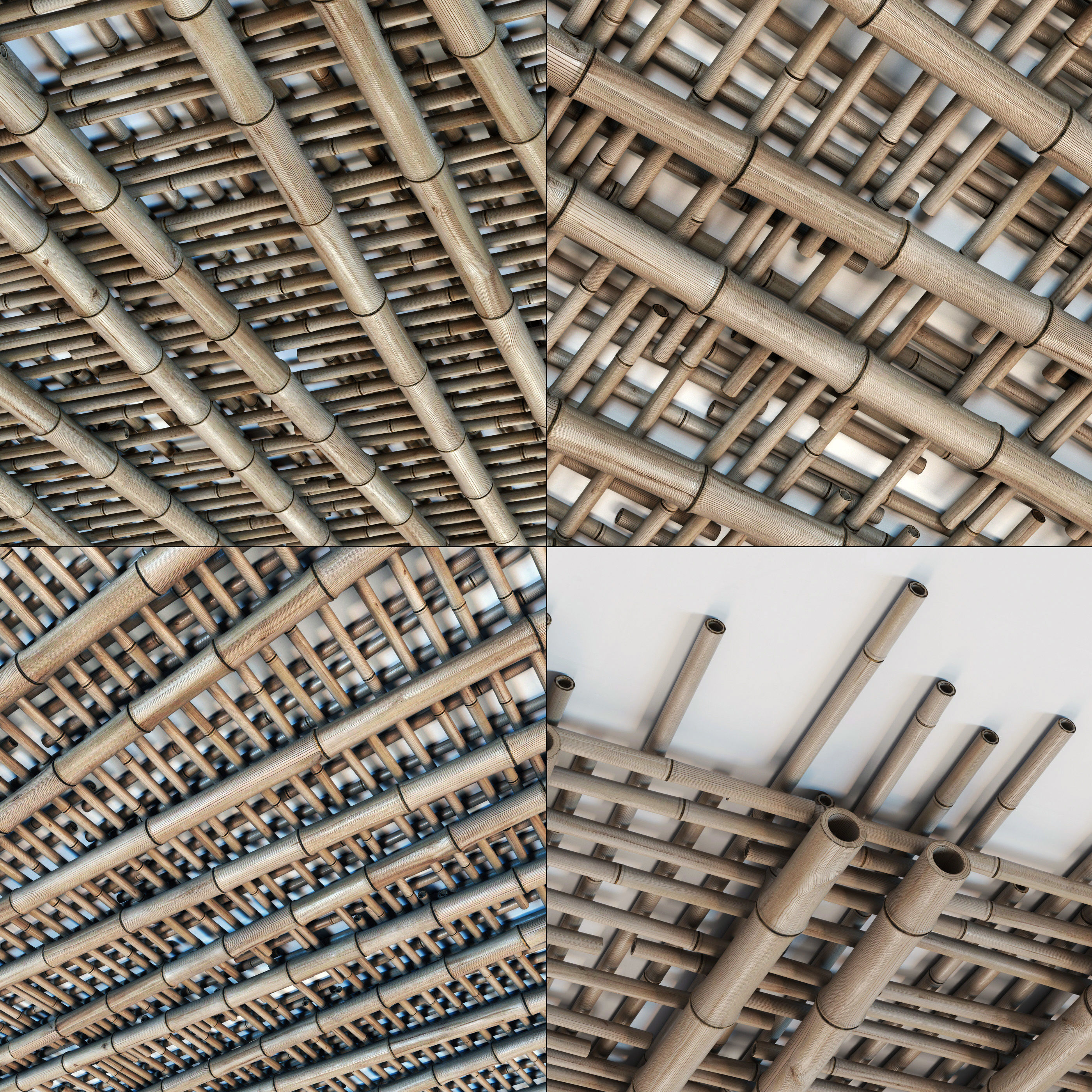 Bamboo ceiling long cage 3D model_2