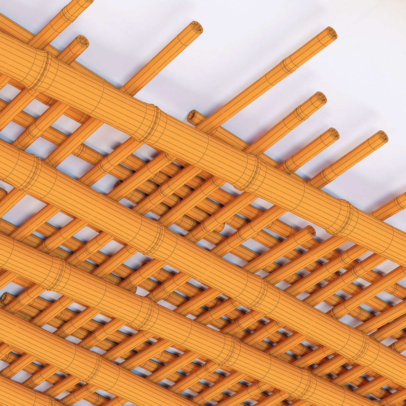 Bamboo ceiling long cage 3D model_19