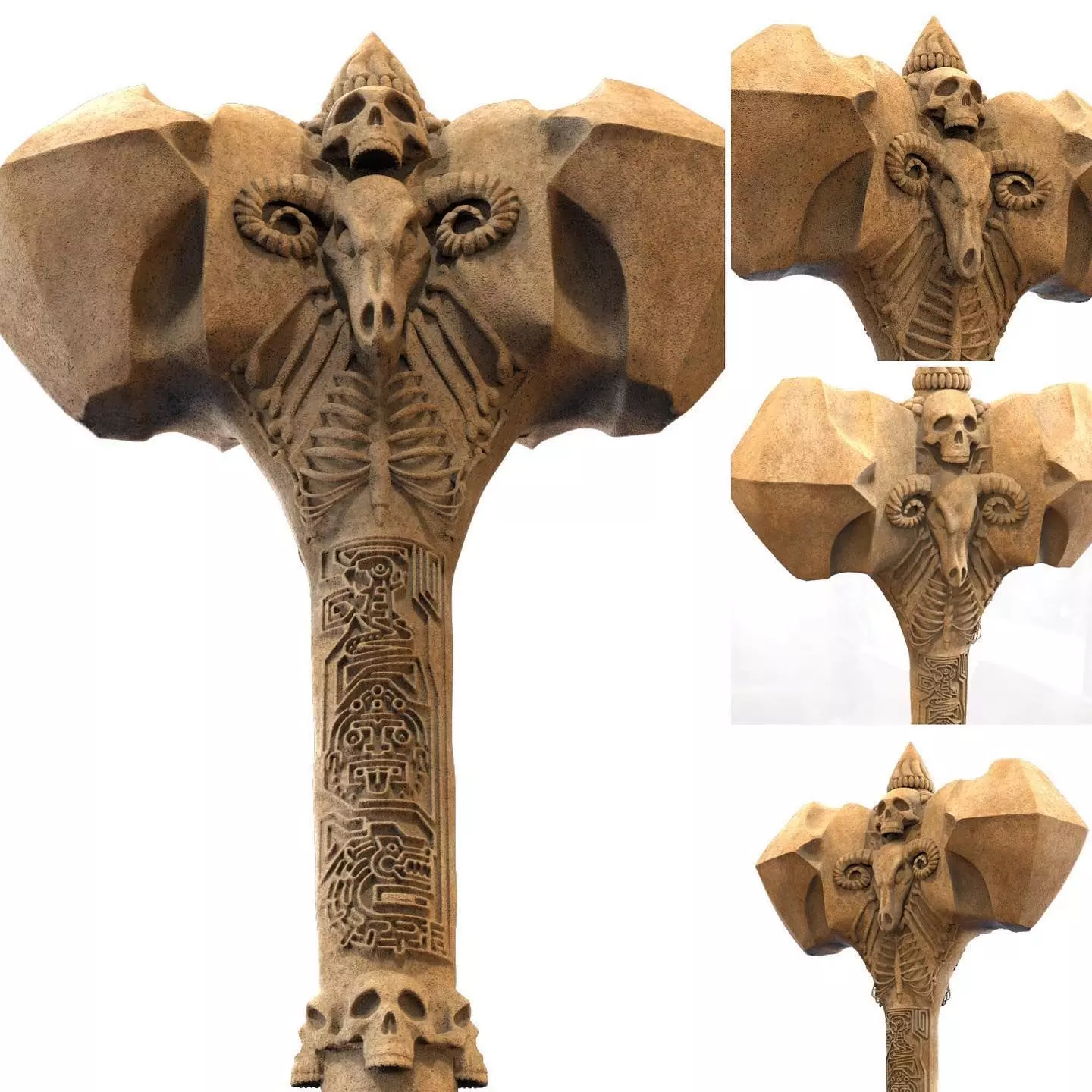 Ancient Bone Hammer Cosplay Free 3D print model_0