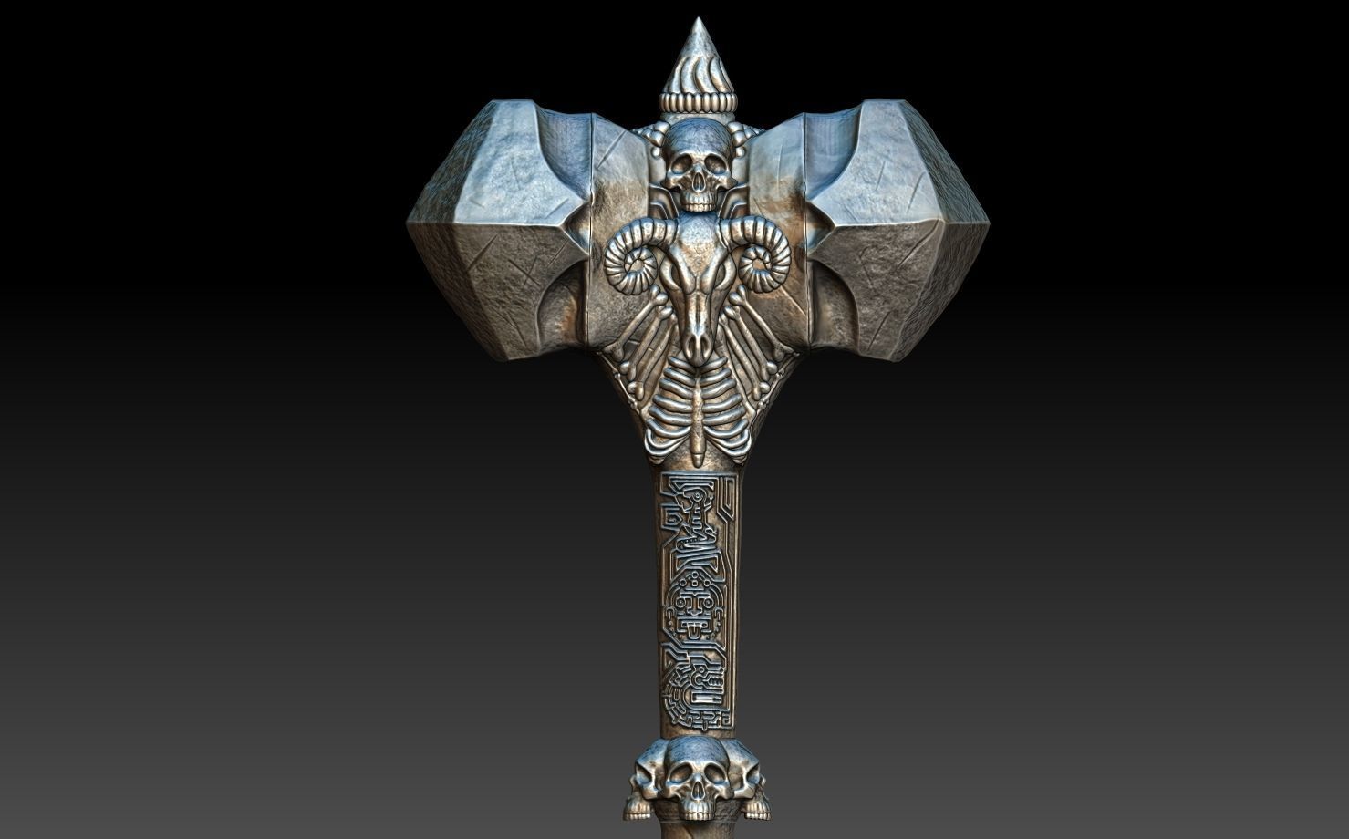 Ancient Bone Hammer Cosplay Free 3D print model_10