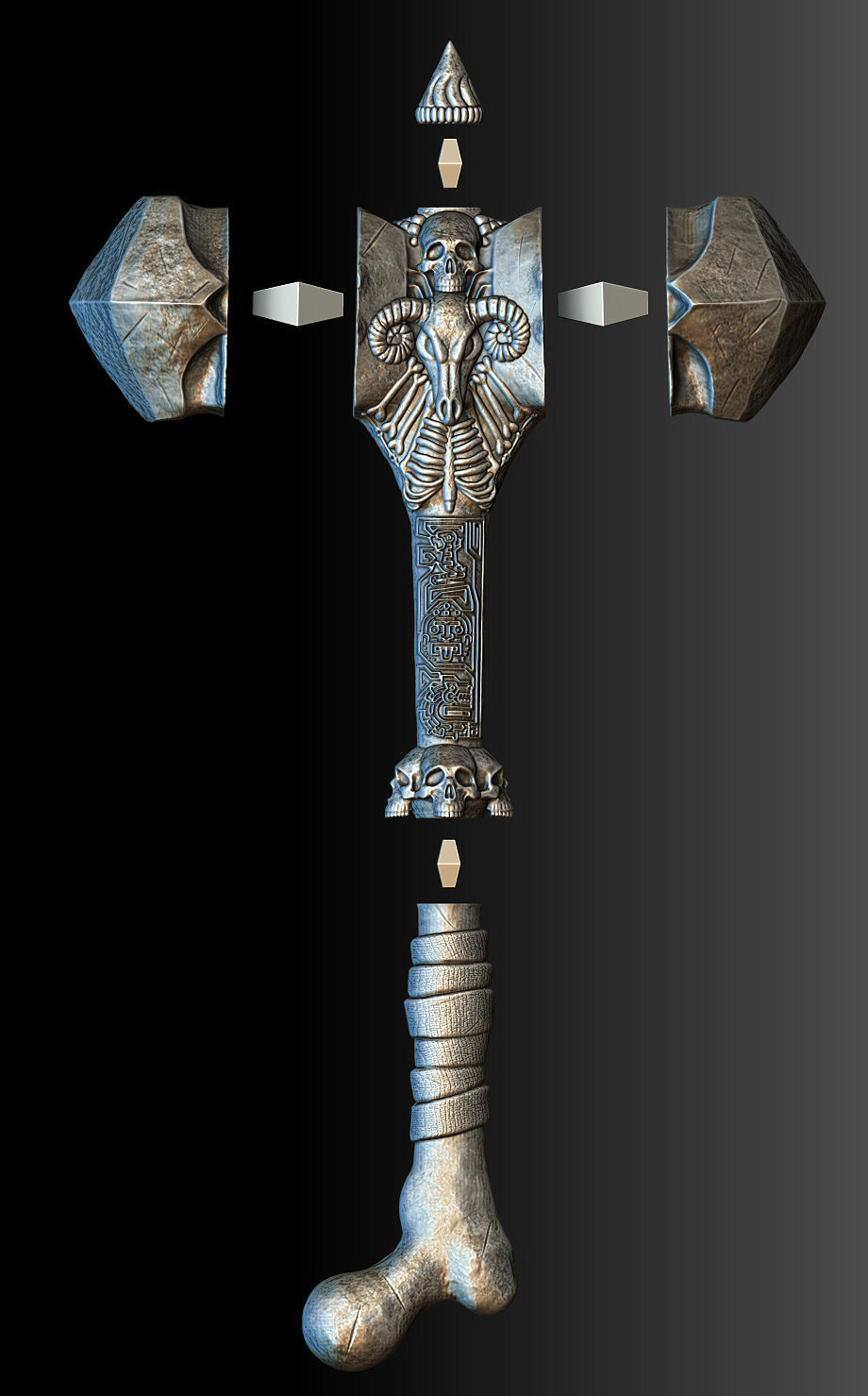 Ancient Bone Hammer Cosplay Free 3D print model_1