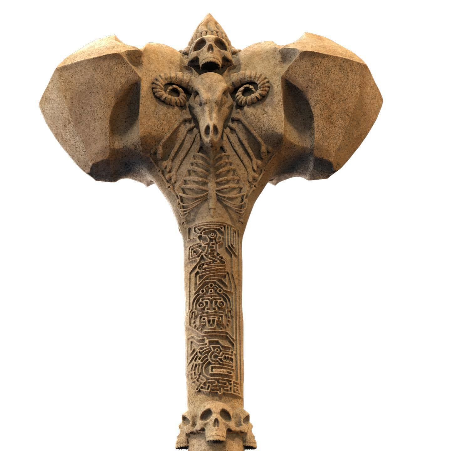Ancient Bone Hammer Cosplay Free 3D print model_3