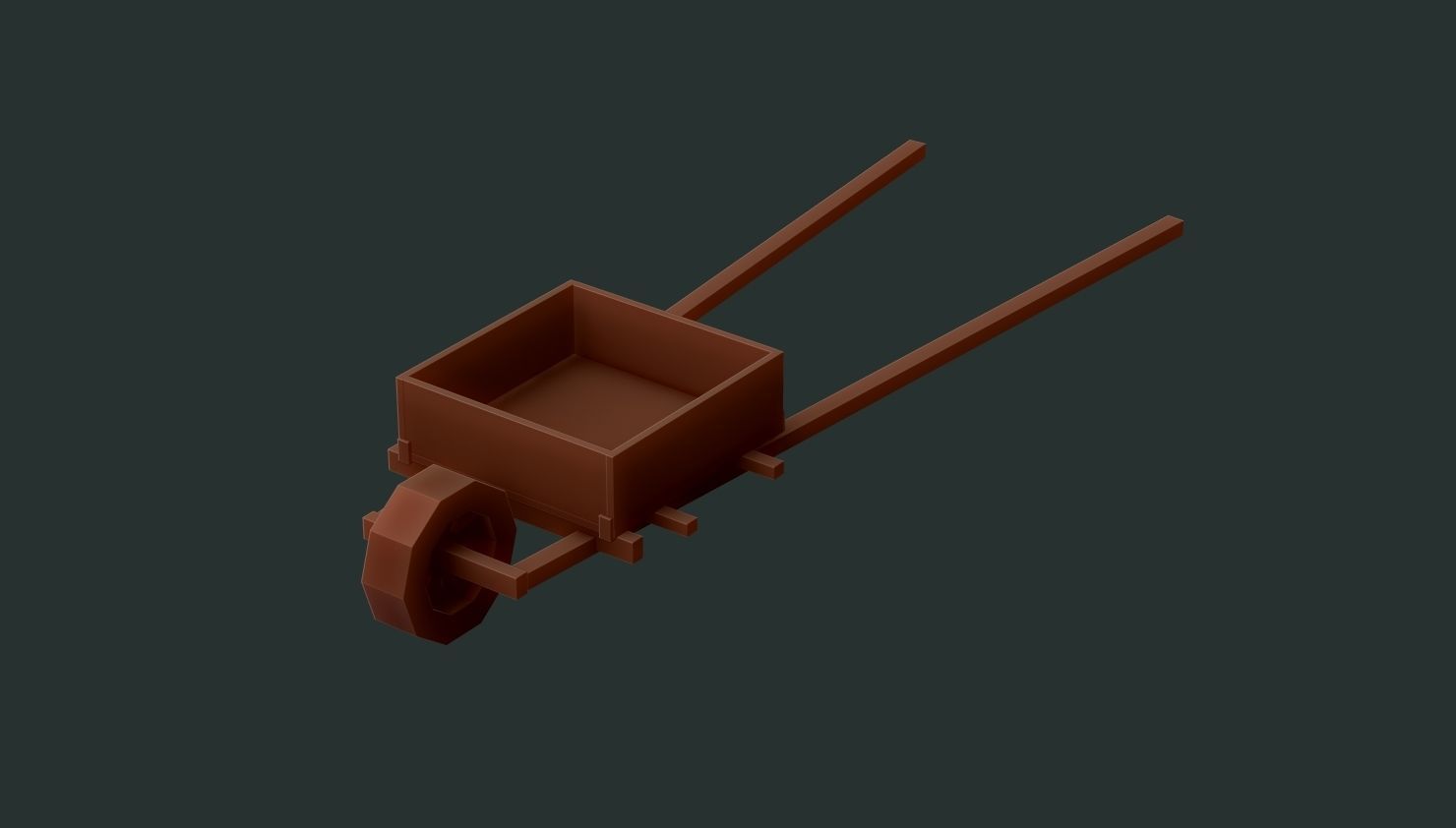 Hand Cart Low-poly 3D model_7