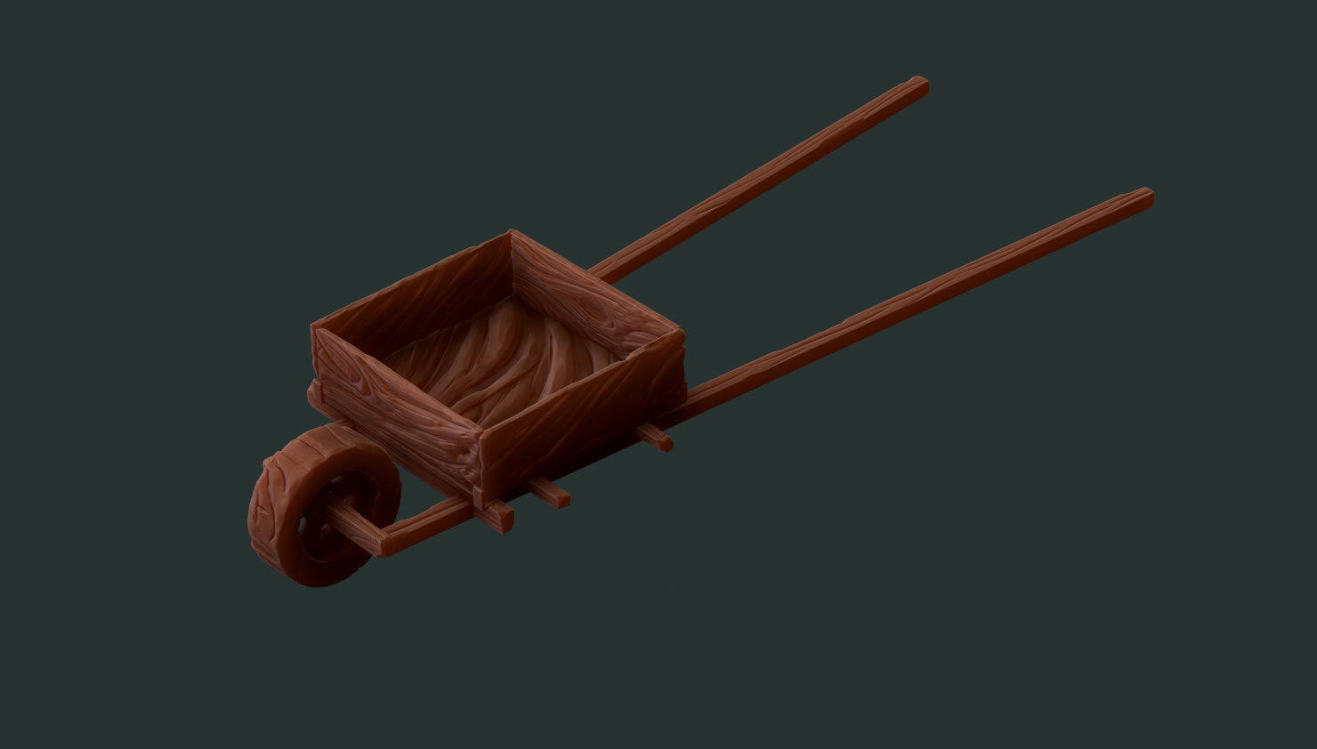 Hand Cart Low-poly 3D model_6