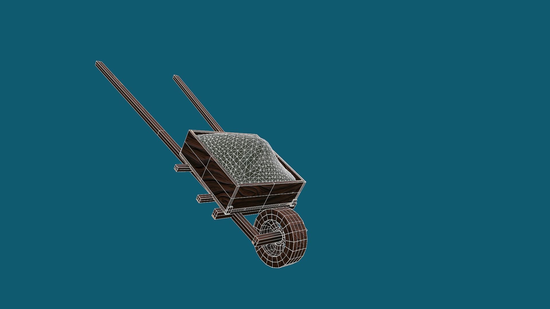 Hand Cart Low-poly 3D model_15