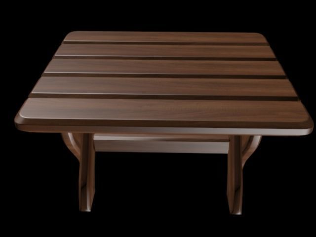 Table dark walnut wood 3D model_2