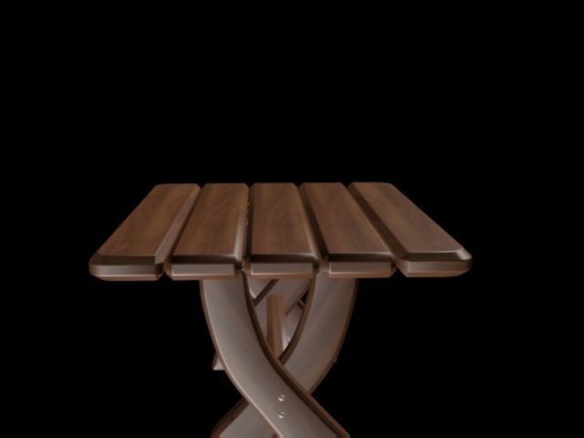 Table dark walnut wood 3D model_4