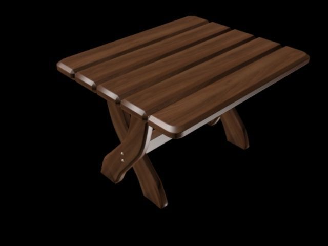 Table dark walnut wood 3D model_1