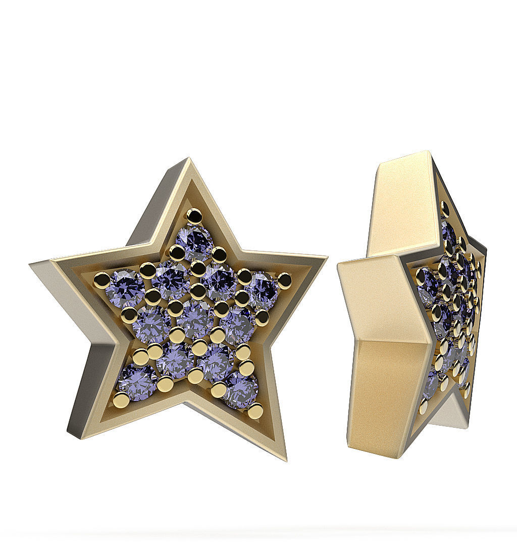 Earrings Stars 3D print model_1