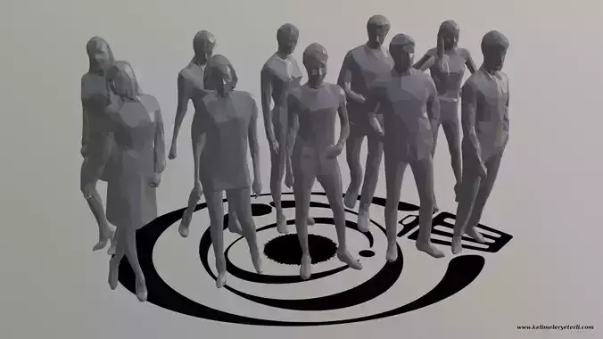 Low Poly People Pack 002 - 10 Pieces R 3D Model Collection