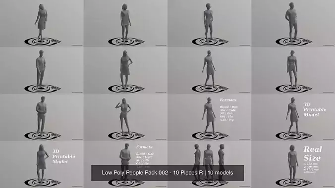 Low Poly People Pack 002 - 10 Pieces R