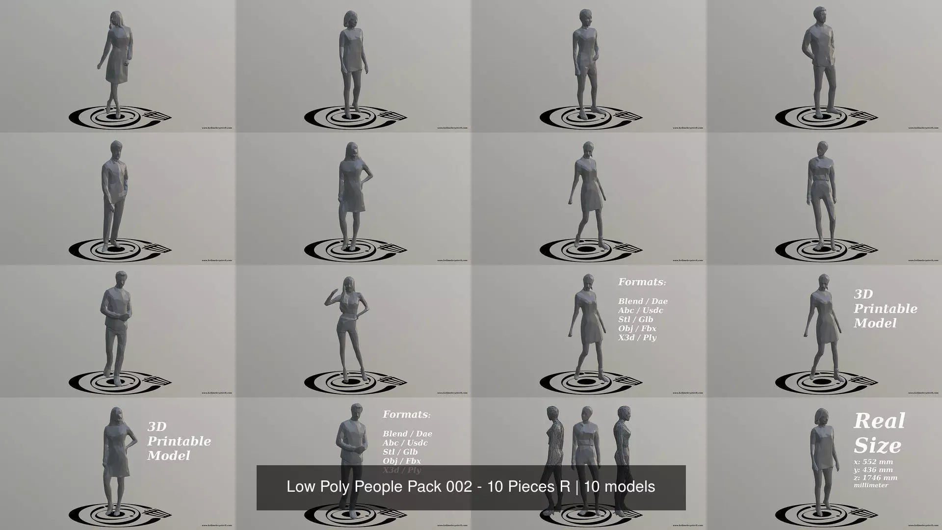 Low Poly People Pack 002 - 10 Pieces R 3D Model Collection_1