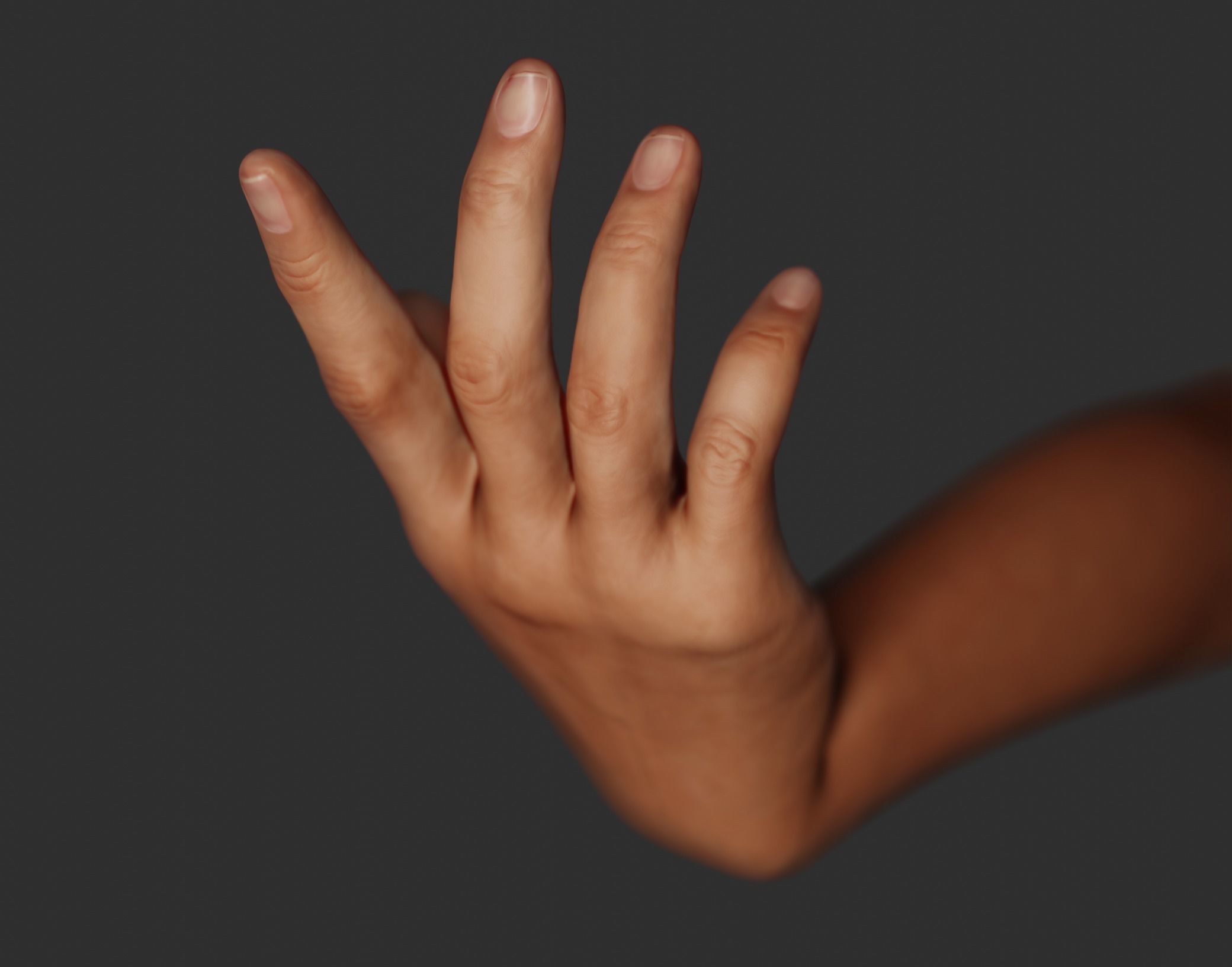 Female Right Hand Rigged Low-poly 3D model_5