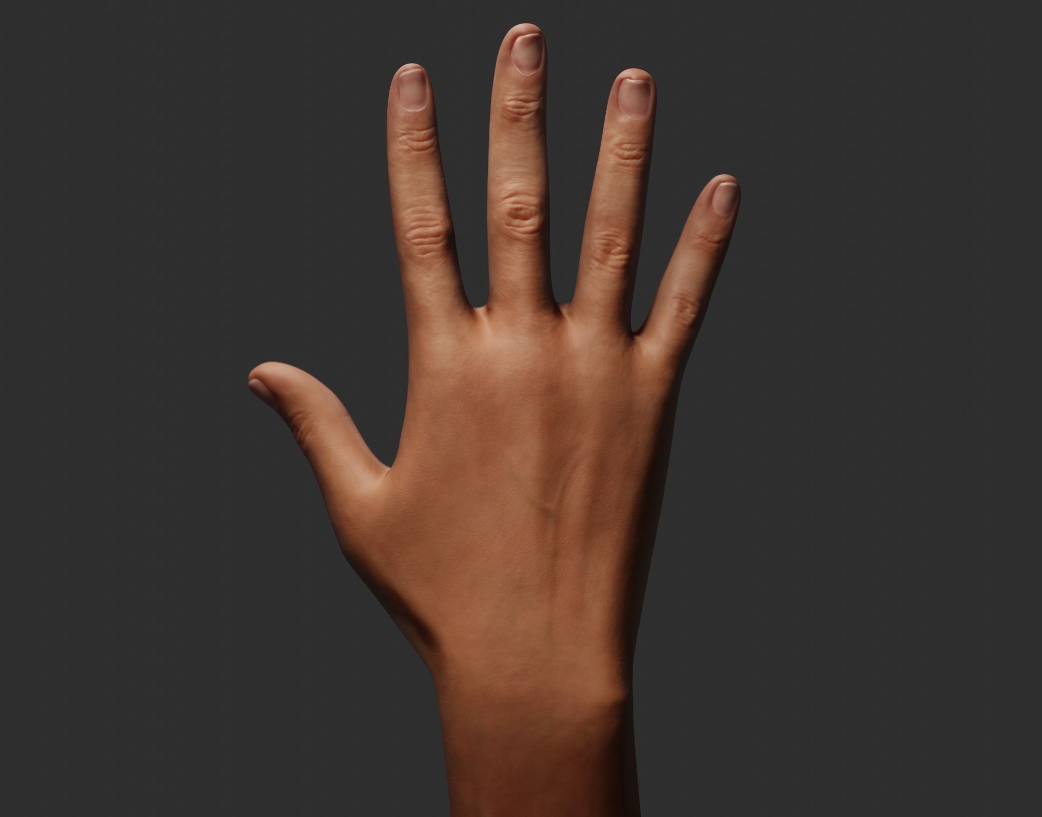Female Right Hand Rigged Low-poly 3D model_7
