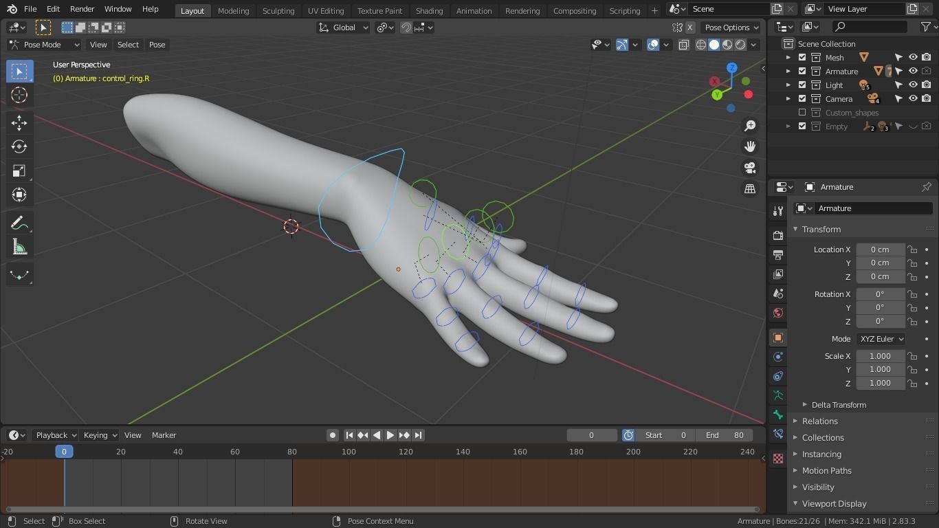 Female Right Hand Rigged Low-poly 3D model_34