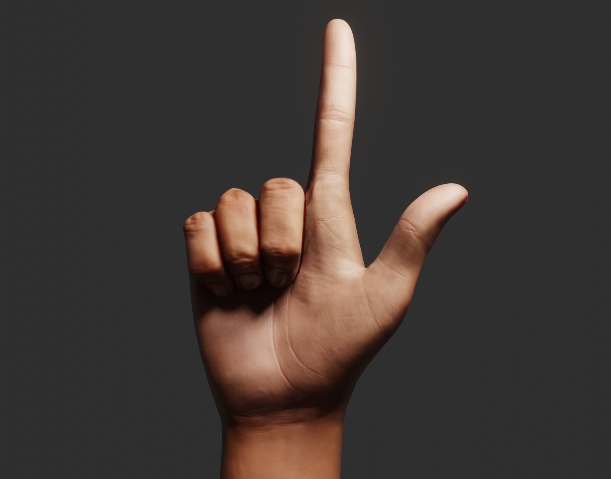 Female Right Hand Rigged Low-poly 3D model_10