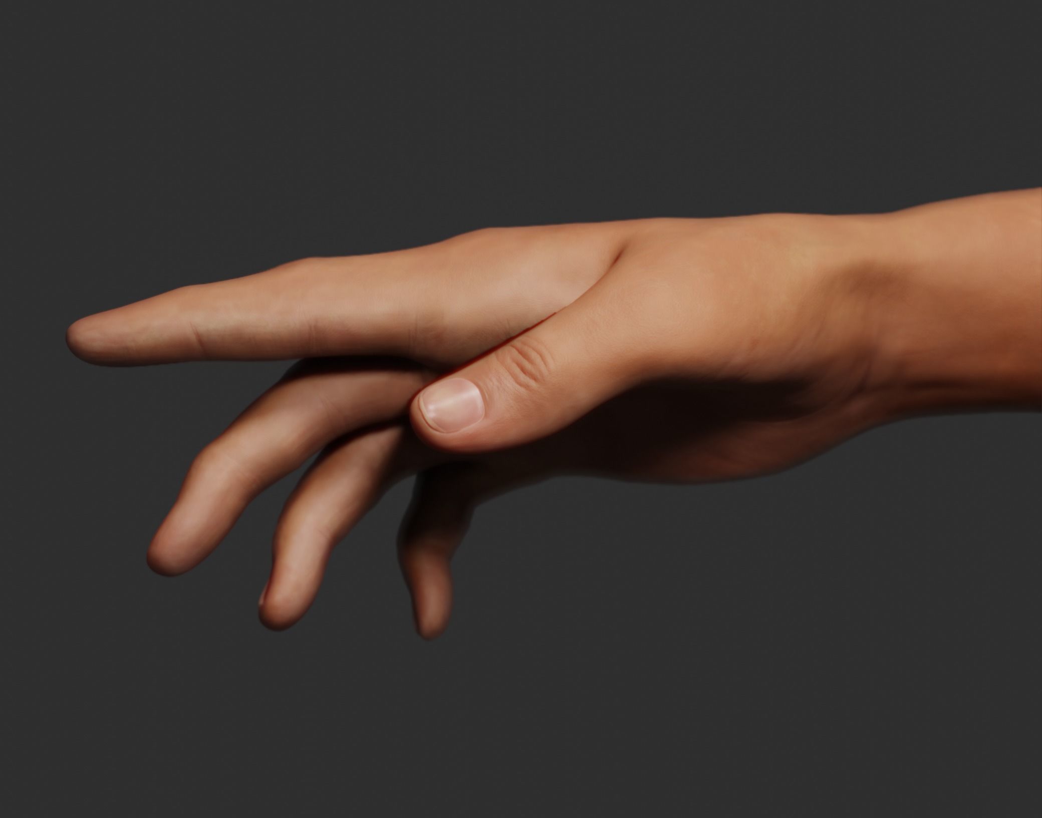 Female Right Hand Rigged Low-poly 3D model_3