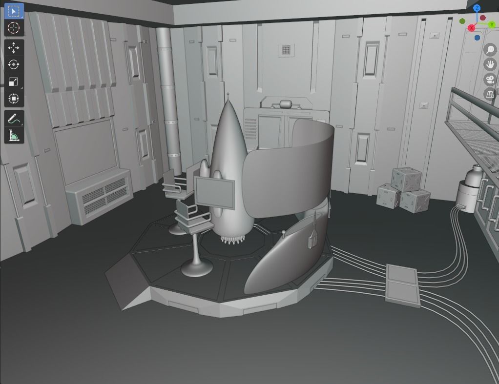 Sci-fi cockpit 3D model_8
