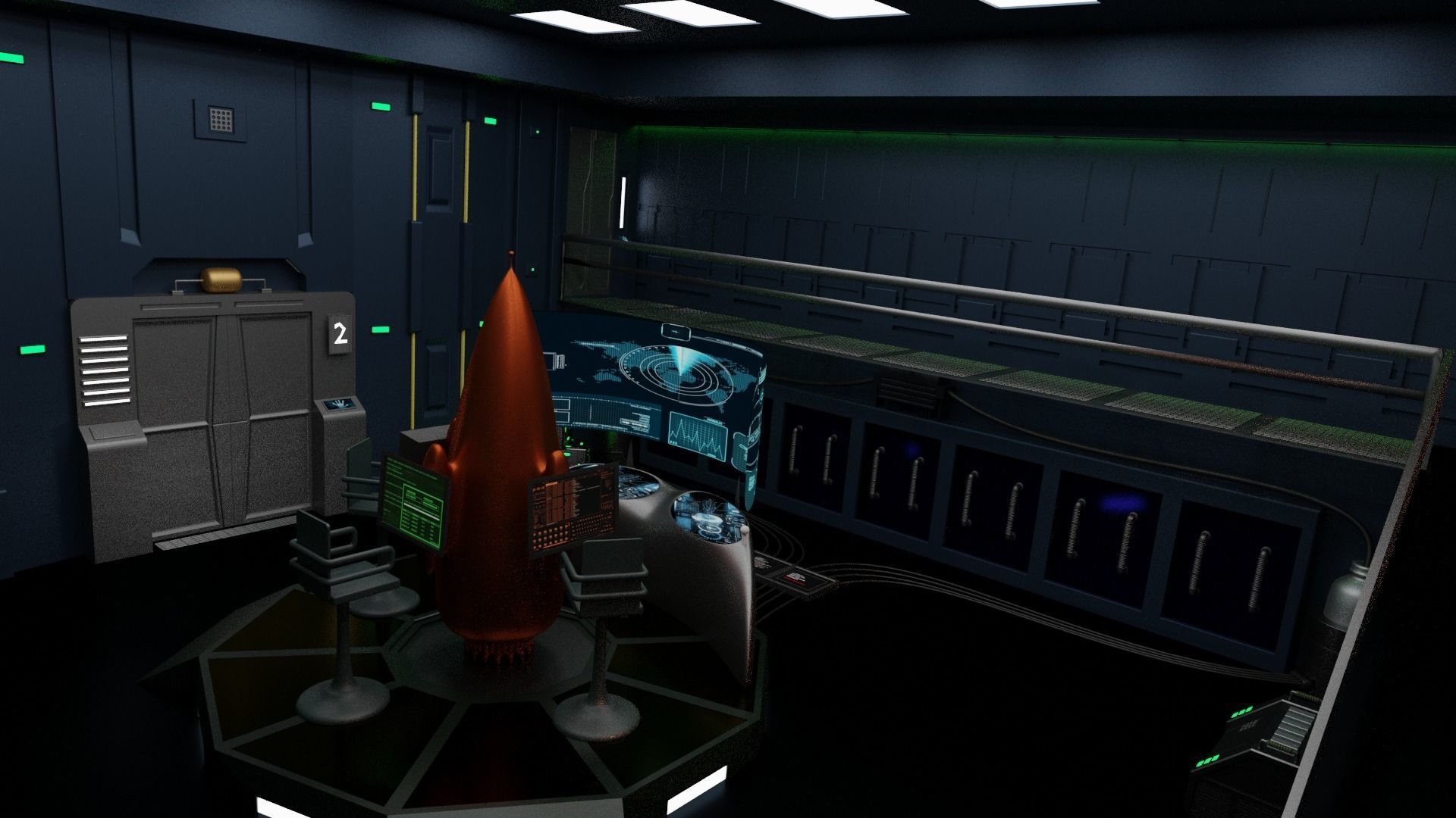 Sci-fi cockpit 3D model_1