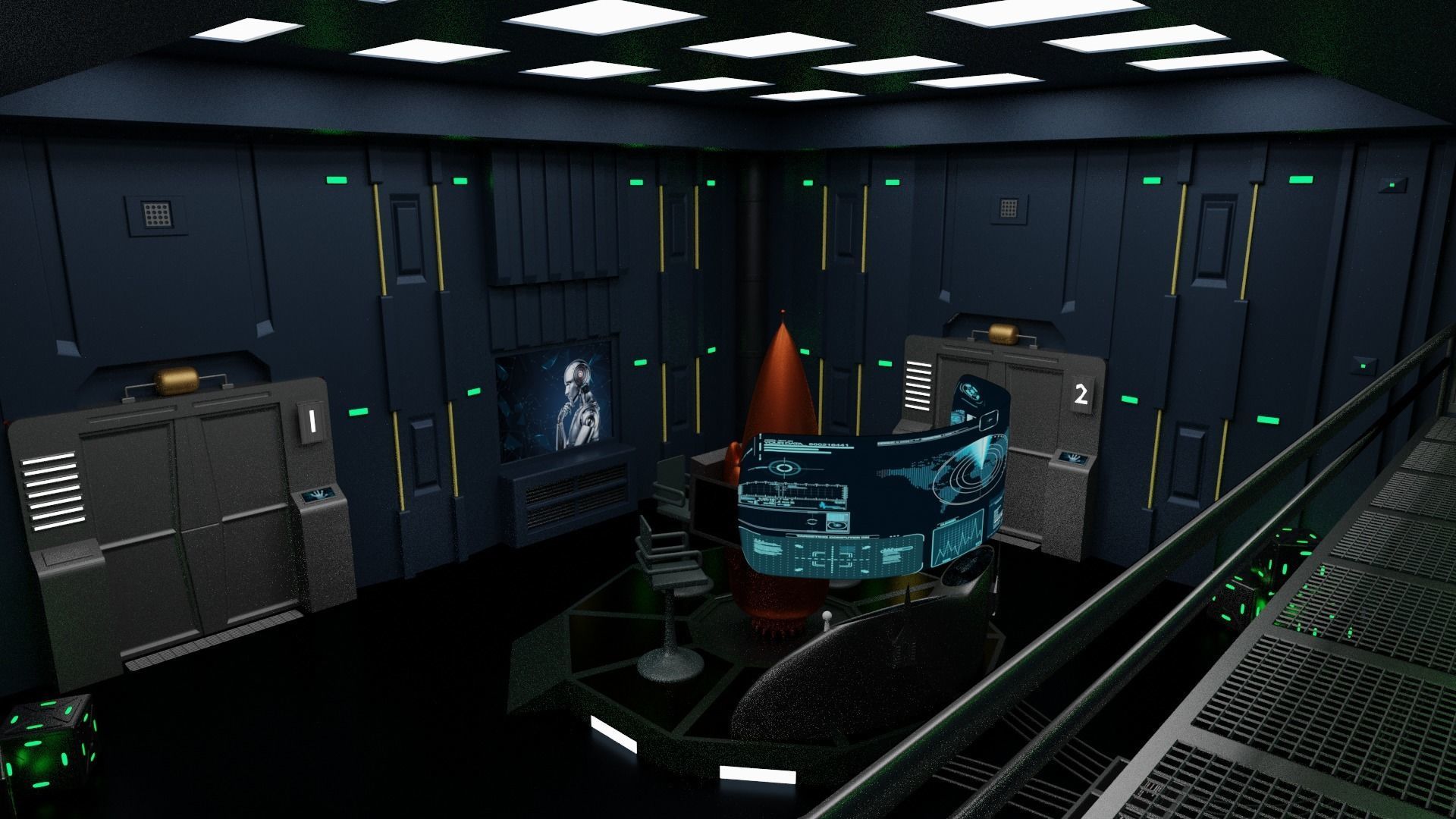 Sci-fi cockpit 3D model_2