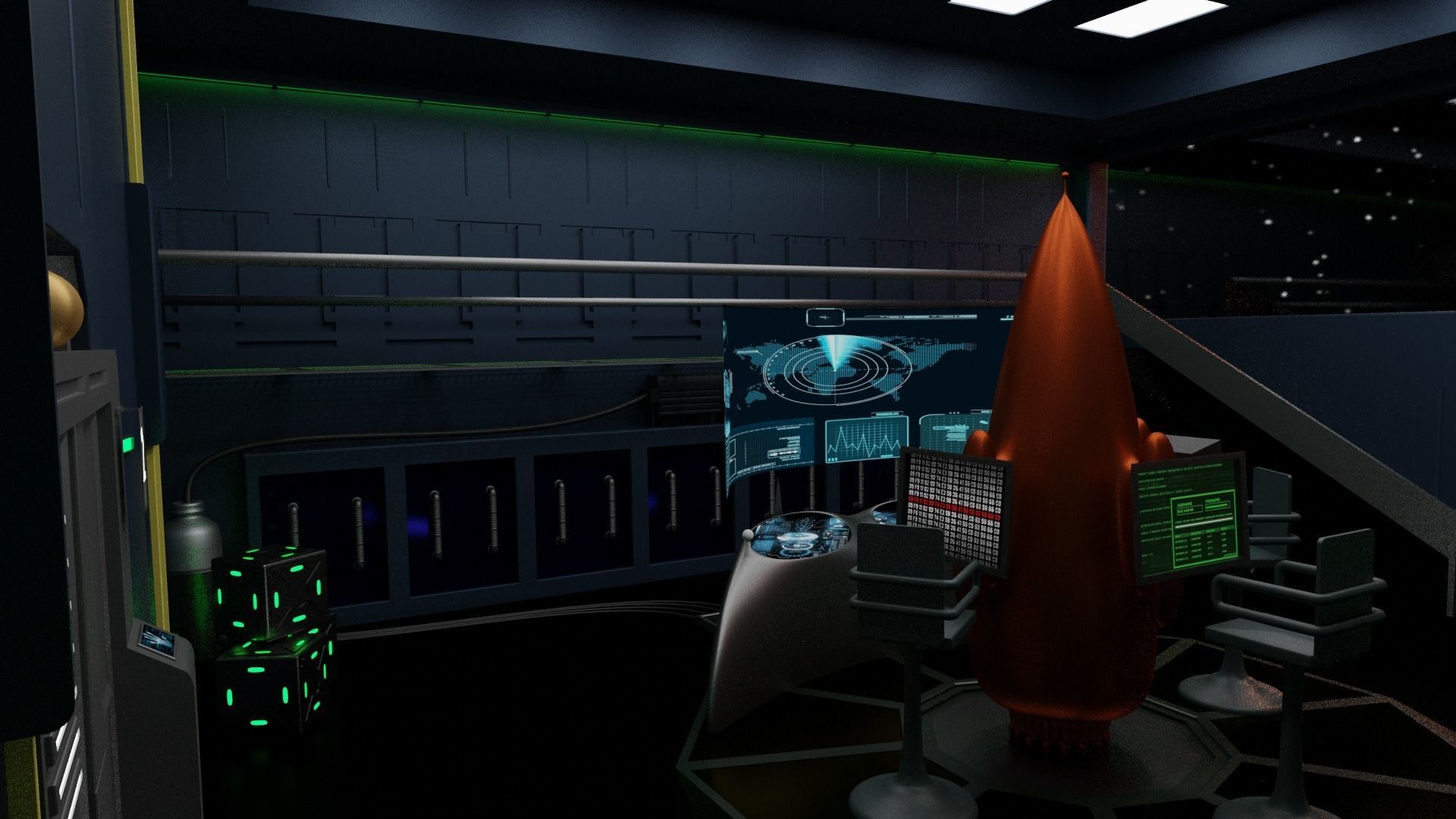 Sci-fi cockpit 3D model_3